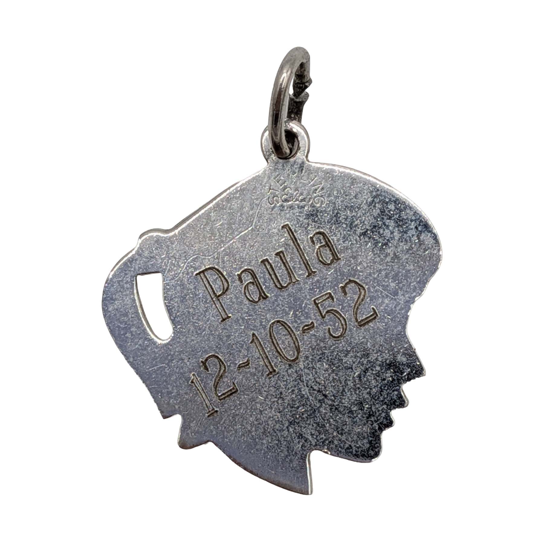 Sterling Silver Inscribed Silhouette Head Charm