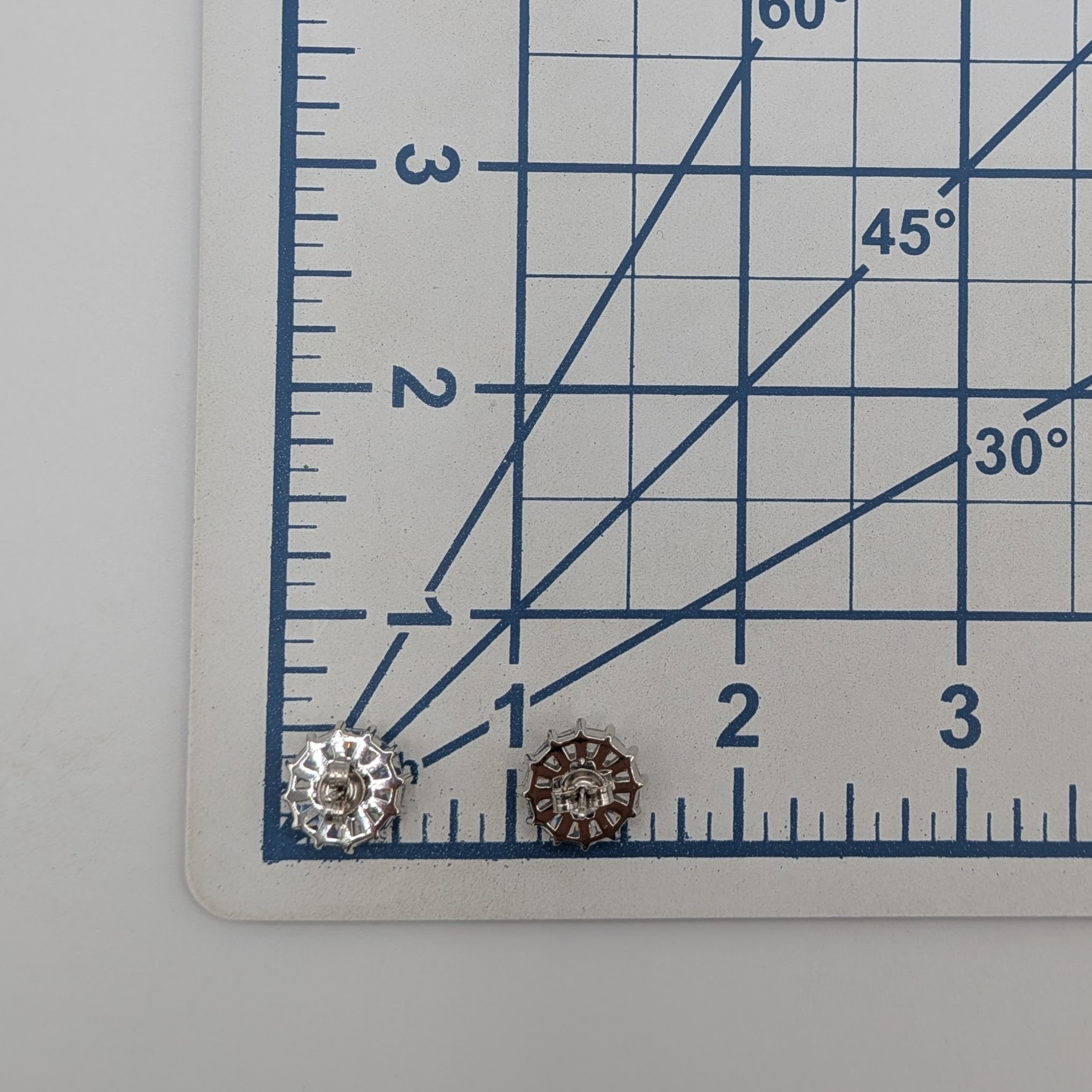 Signed Sterling Silver Blue Clear Rhinestone Stud Earrings