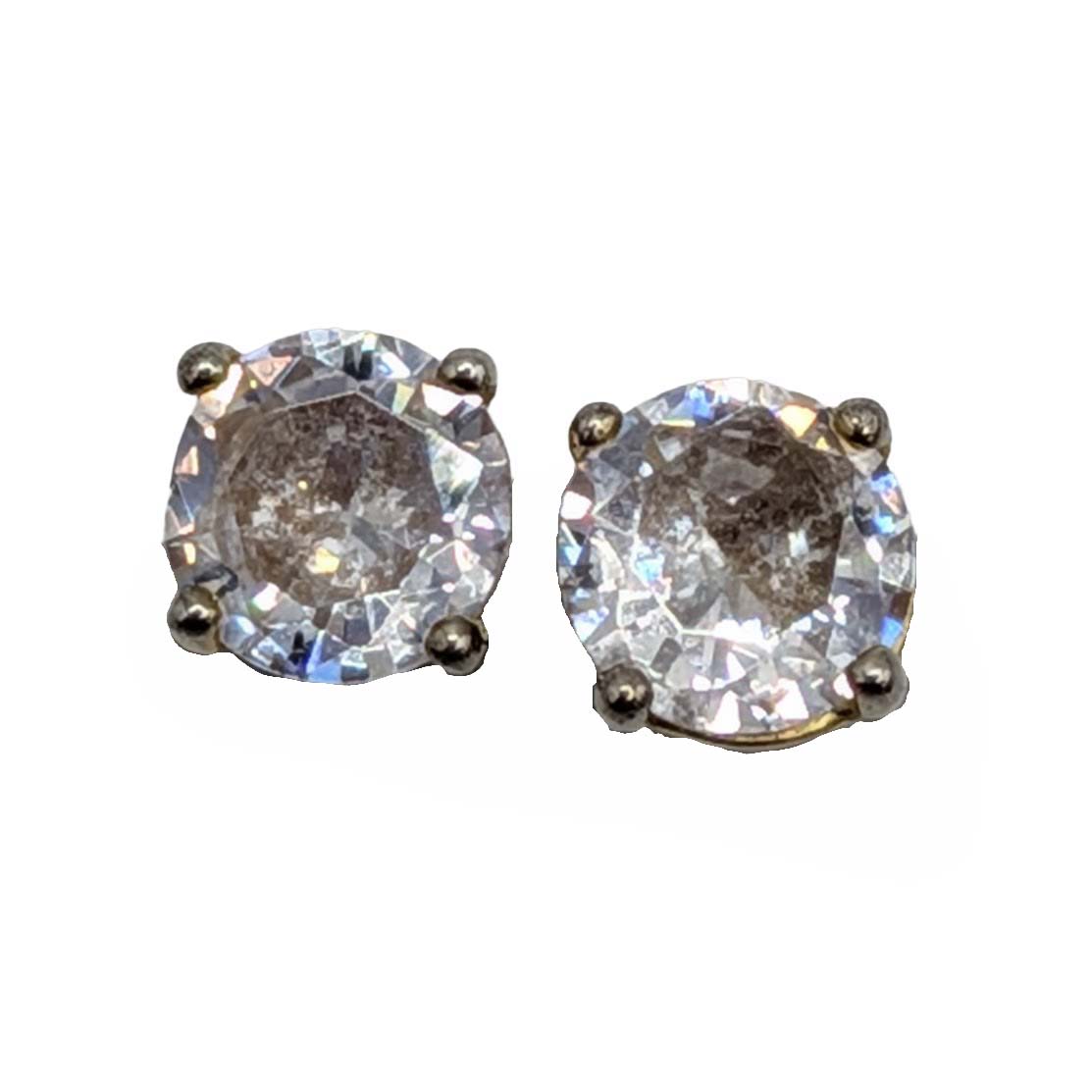 Gold Over Sterling Silver Rhinestone Stud Earrings