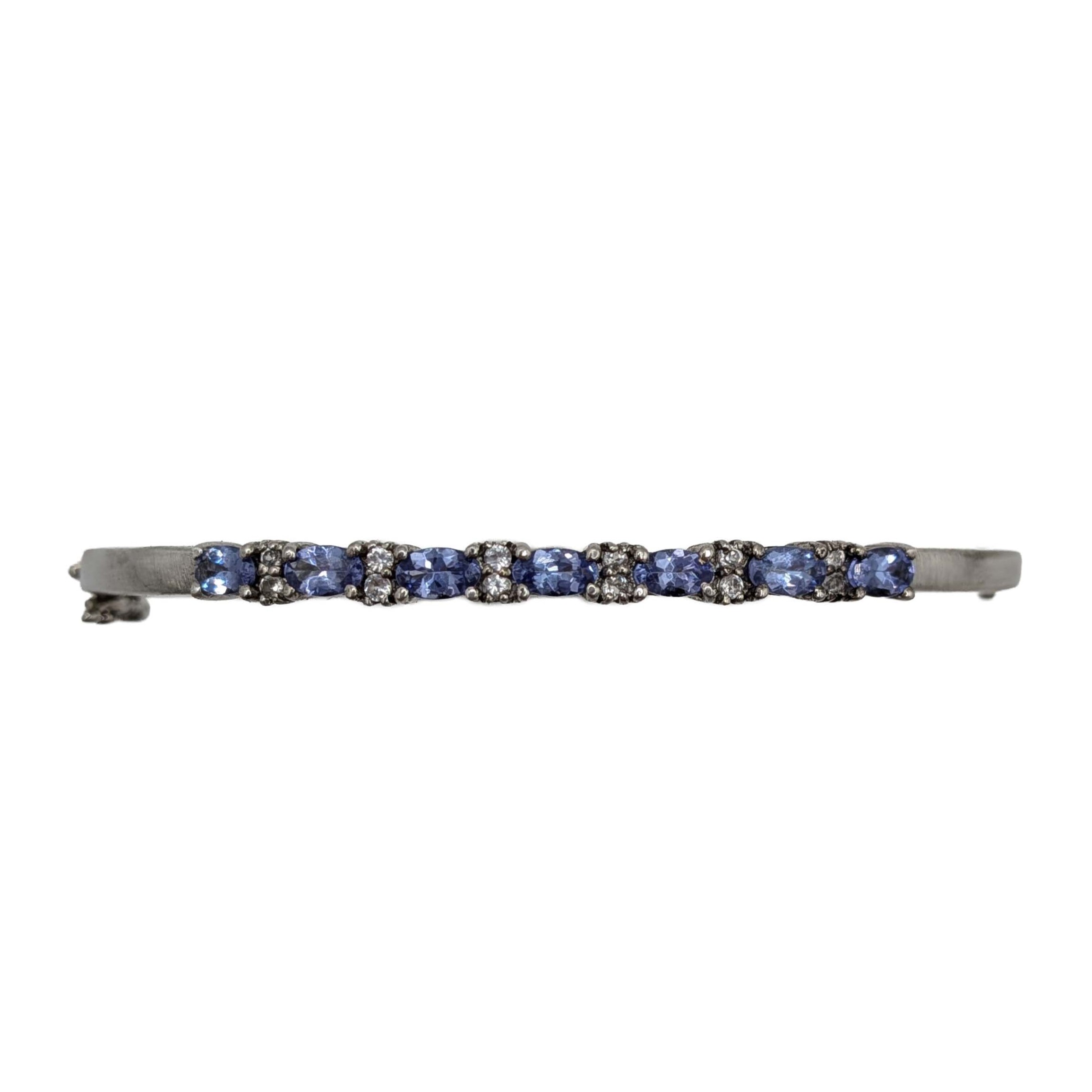 Signed Sterling Silver Multi Rhinestone Clasp Bangle Bracelet