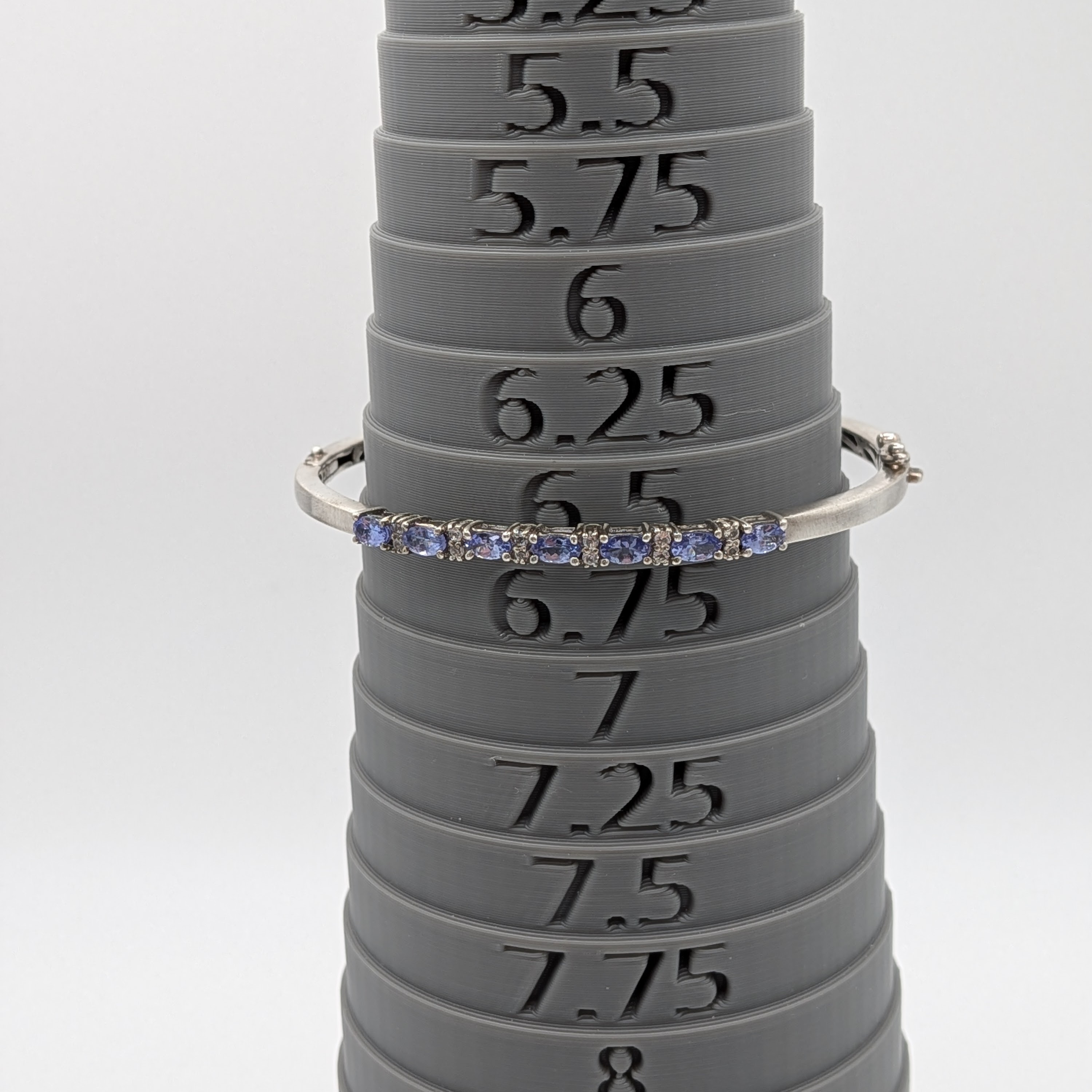 Signed Sterling Silver Multi Rhinestone Clasp Bangle Bracelet