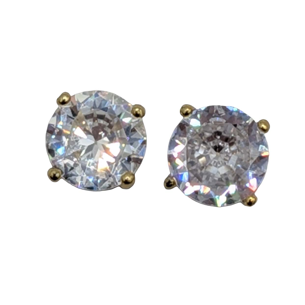 Signed Gold Over Sterling Silver Rhinestone Stud Earrings