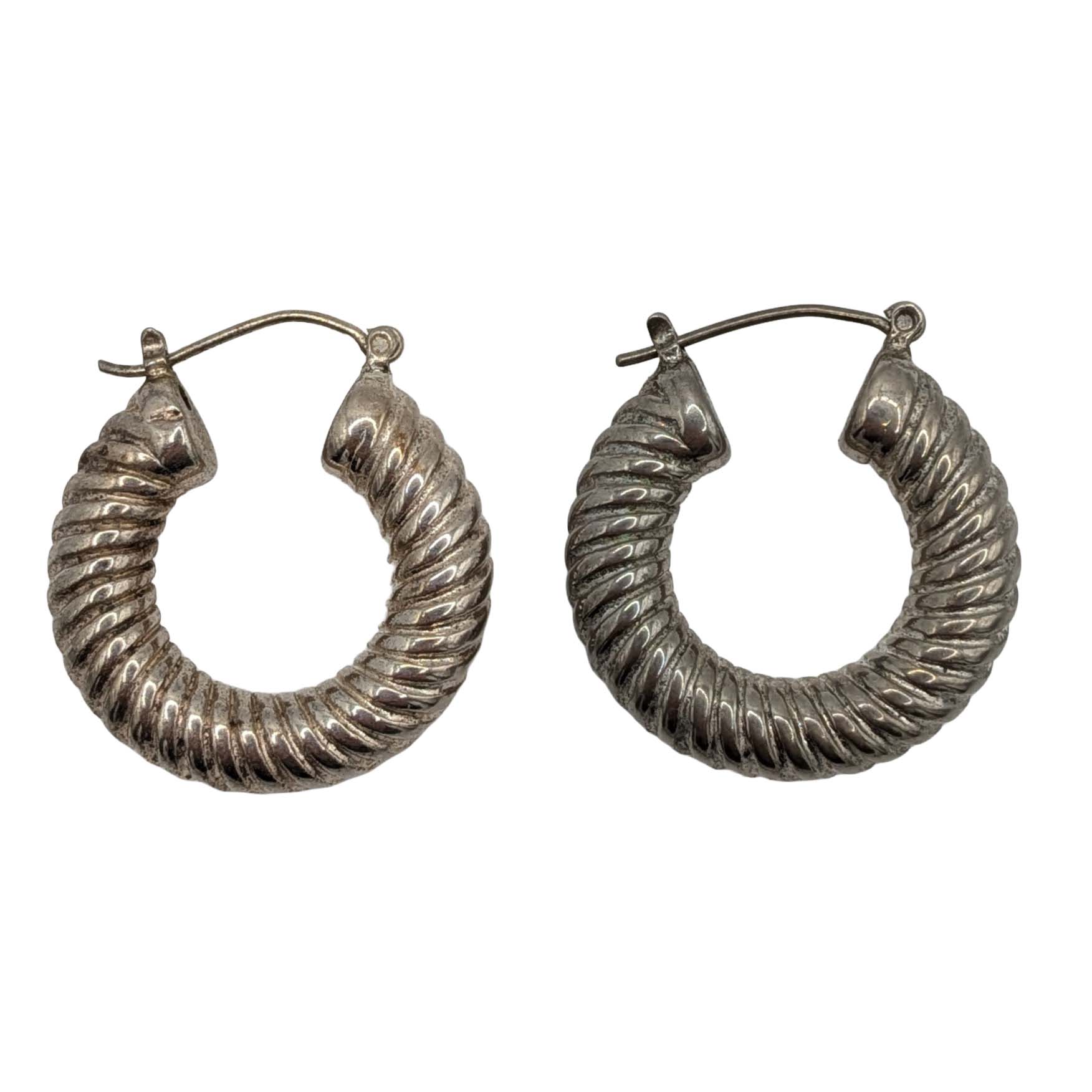 Signed Sterling Twisted Hoop Earrings