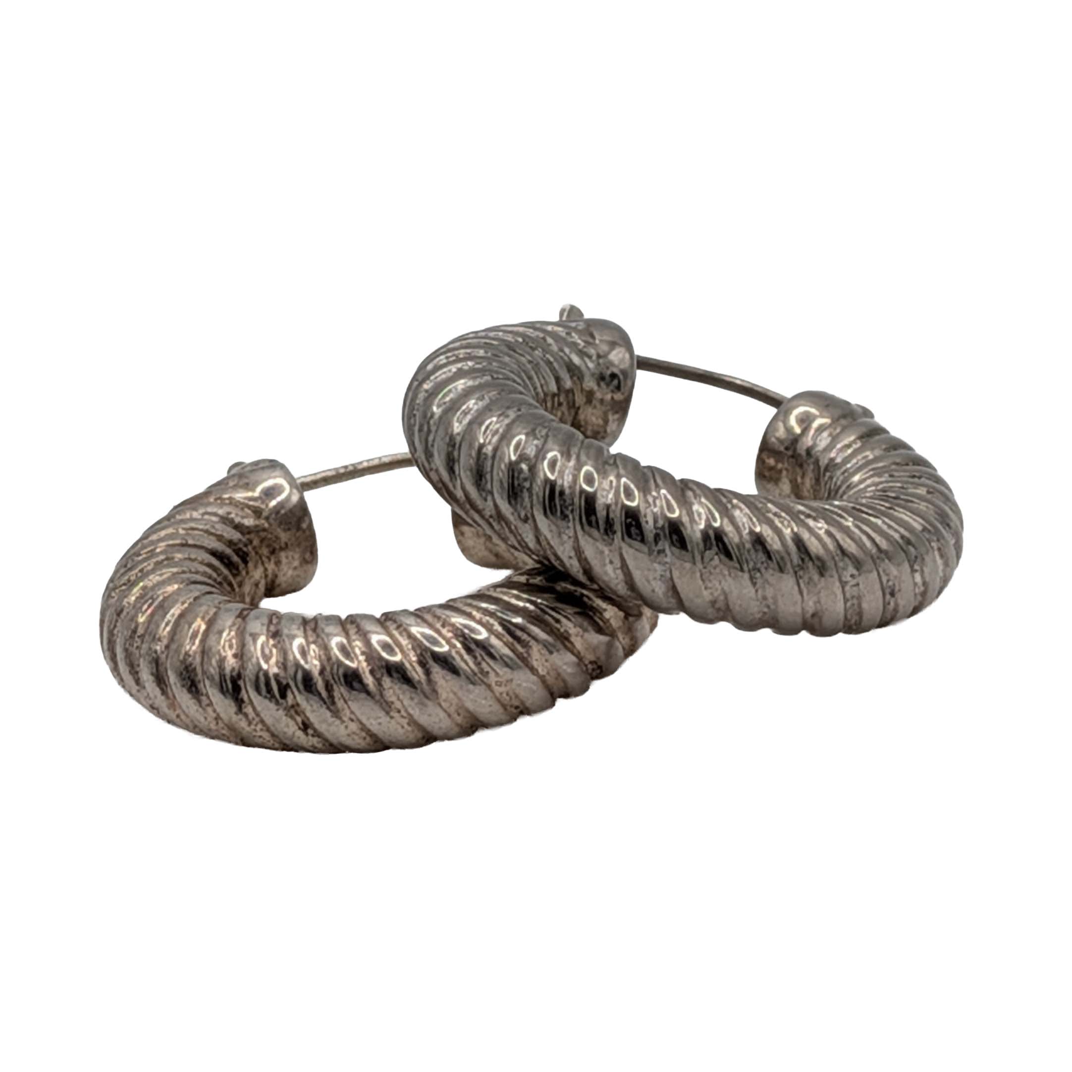 Signed Sterling Twisted Hoop Earrings