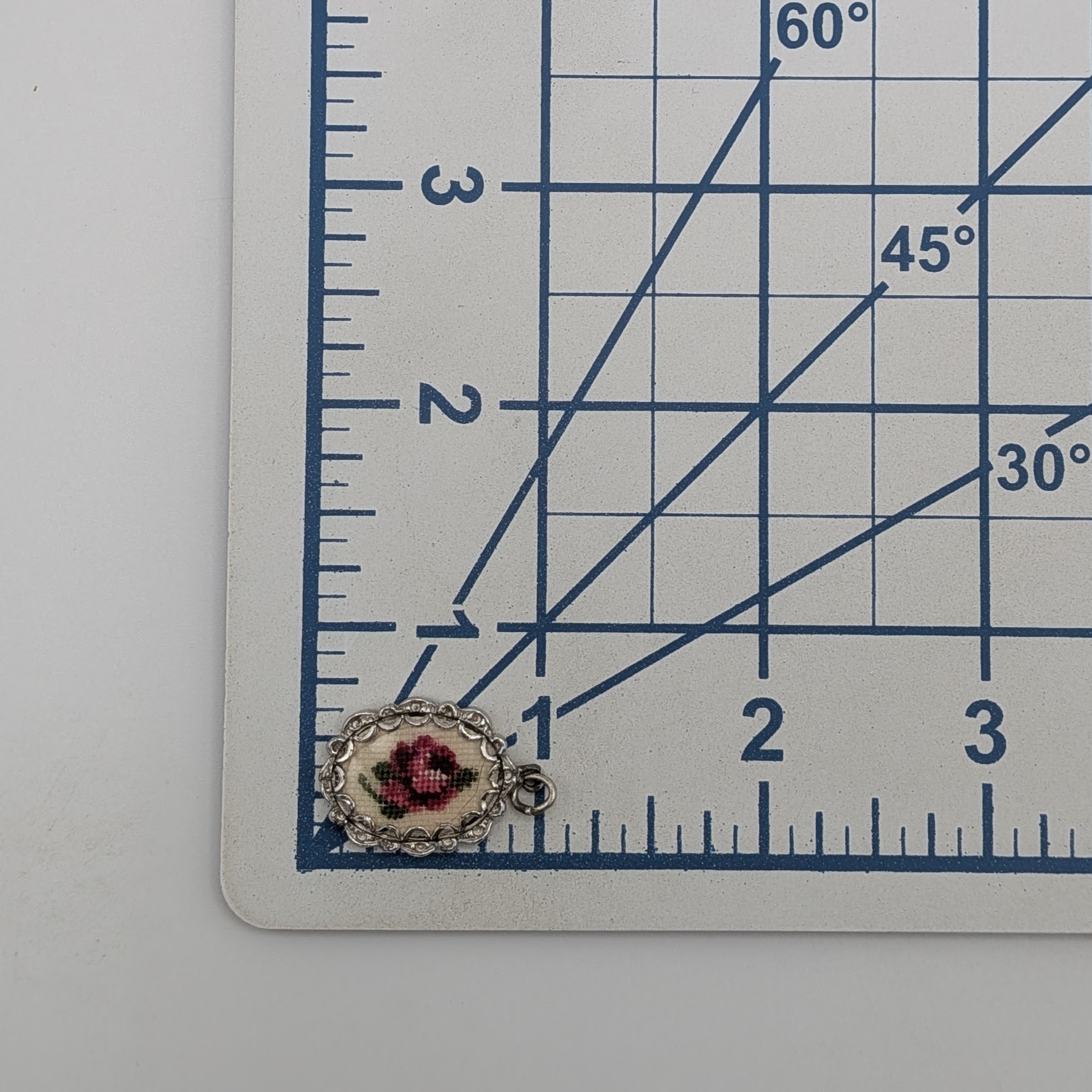 Sterling Silver Cross Stitch Rose Charm
