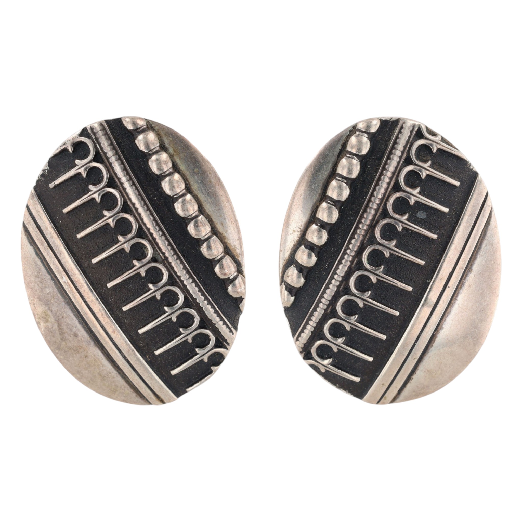 David Sloane Navajo Sterling Textured Overlay Earrings