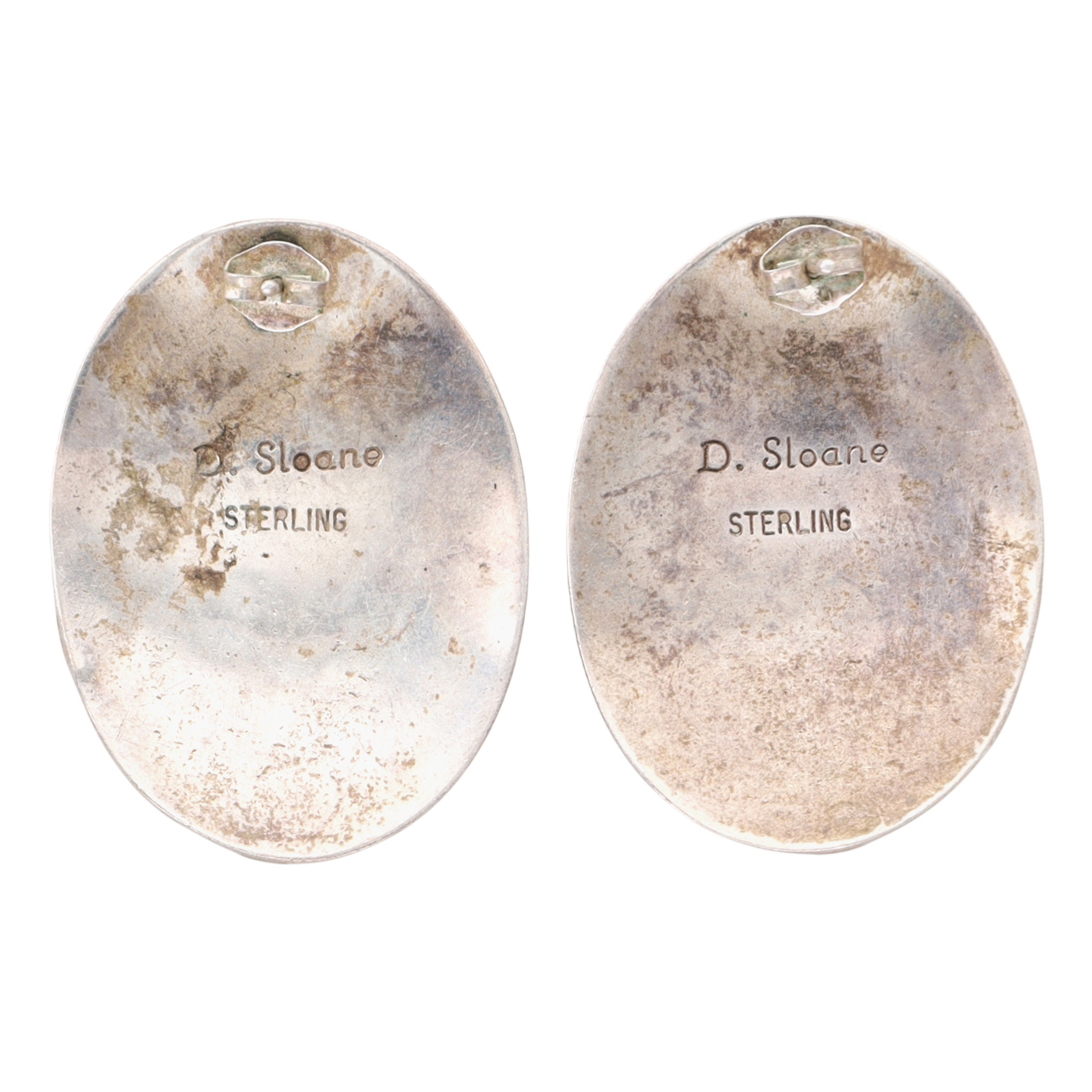 David Sloane Navajo Sterling Textured Overlay Earrings