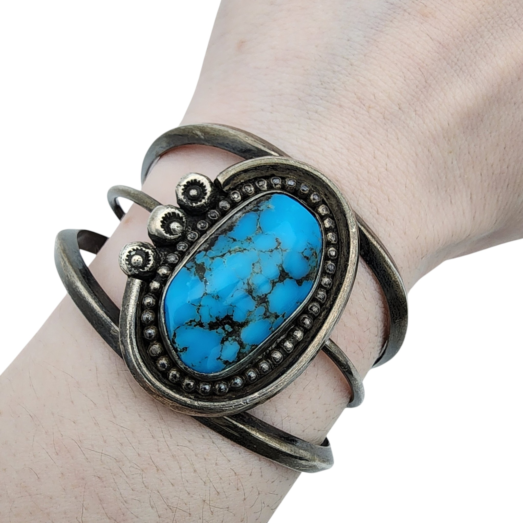 Vintage Navajo Sterling Turquoise Cuff Bracelet