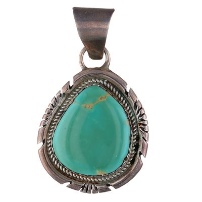 Jon McCray Navajo Sterling Turquoise Pendant | Weight: 18.3g | Approximately 2.25" x 1.25"