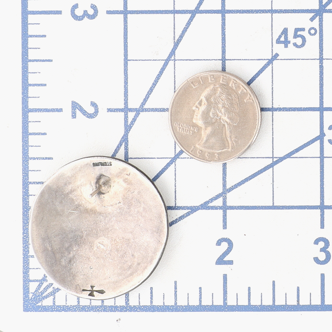 Gibson Gene Navajo Sterling Kachina Overlay Disc Earrings