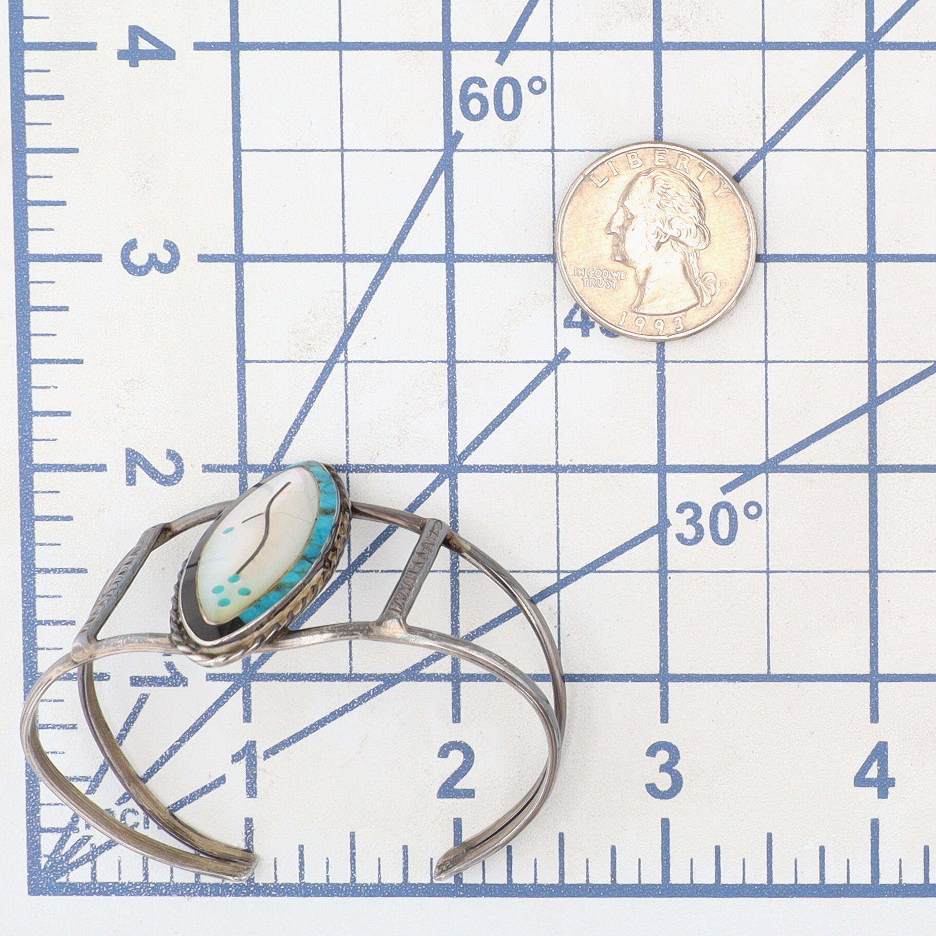 Vintage Zuni Sterling Multi-Stone Inlay Flower Cuff Bracelet