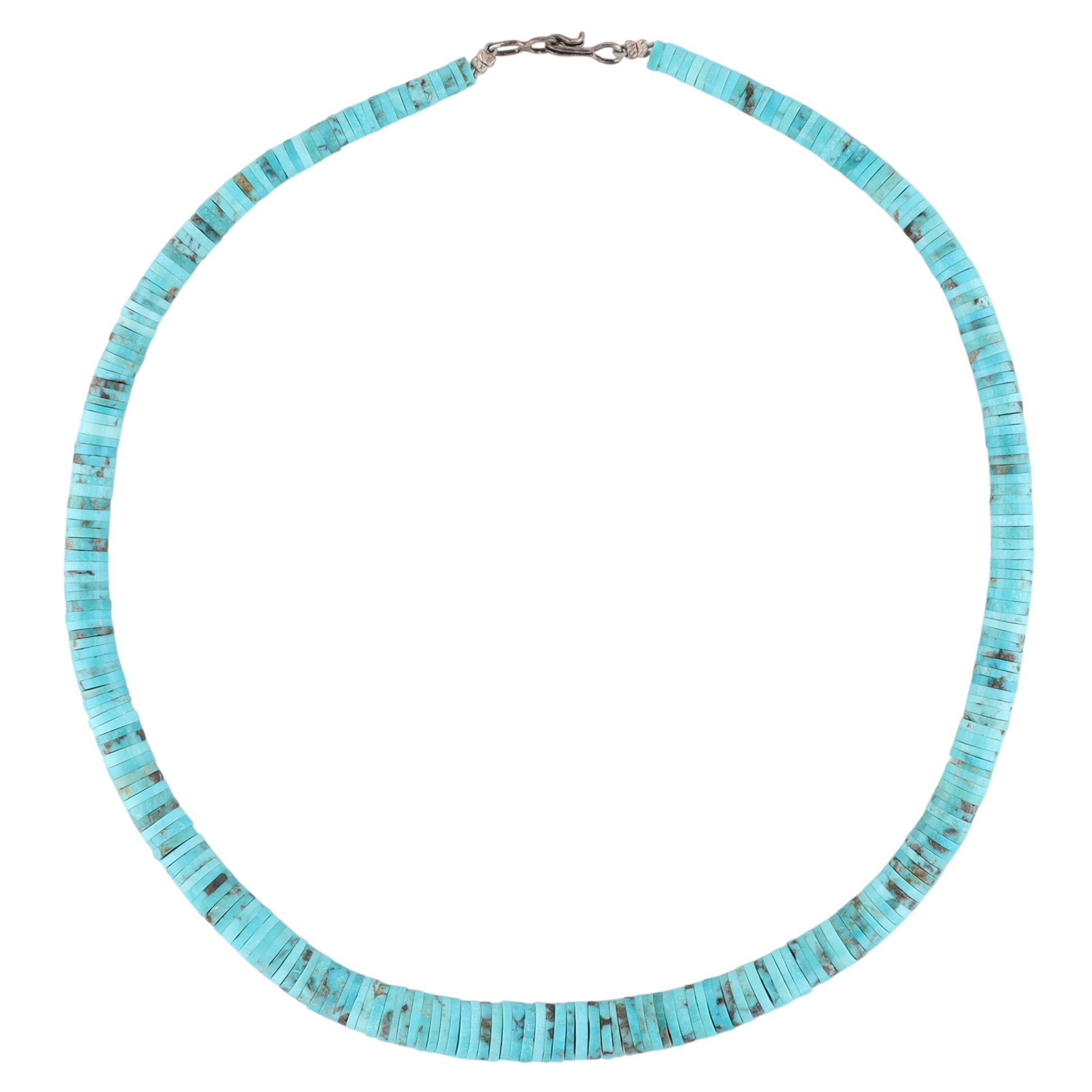Vintage Santo Domingo Sterling Turquoise Graduated Disc Necklace