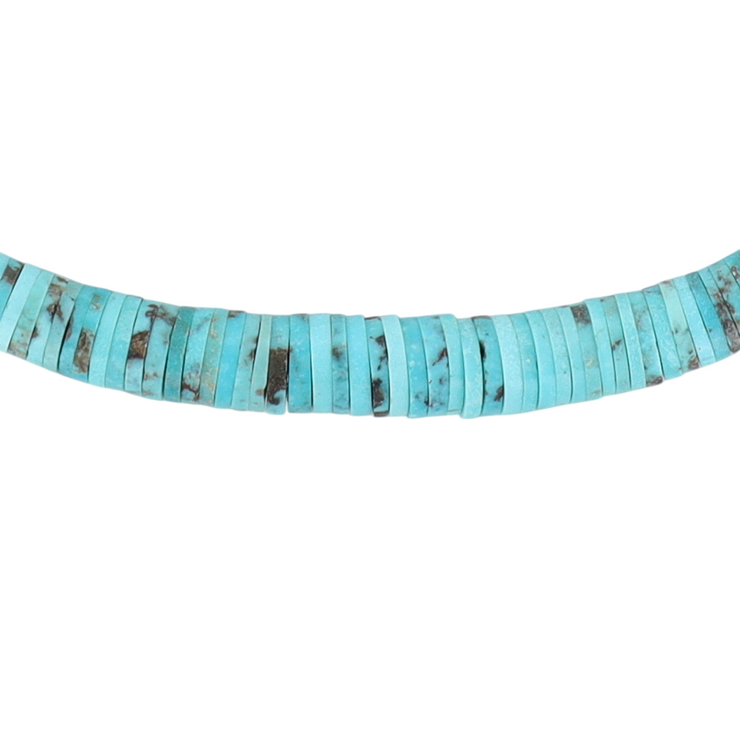 Vintage Santo Domingo Sterling Turquoise Graduated Disc Necklace