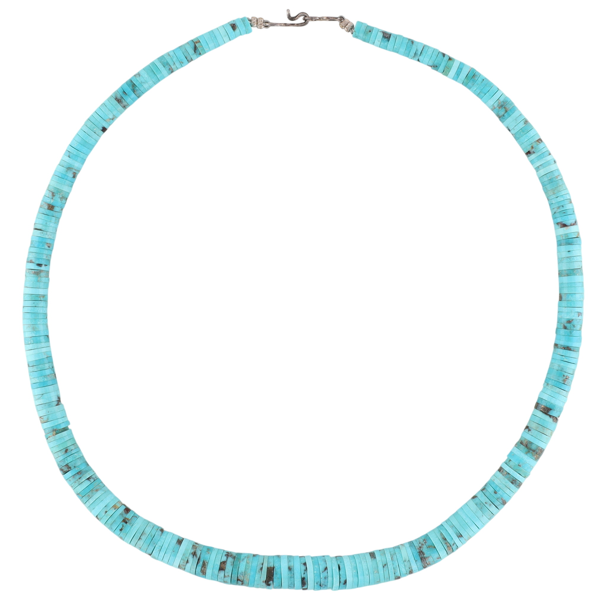 Vintage Santo Domingo Sterling Turquoise Graduated Disc Necklace