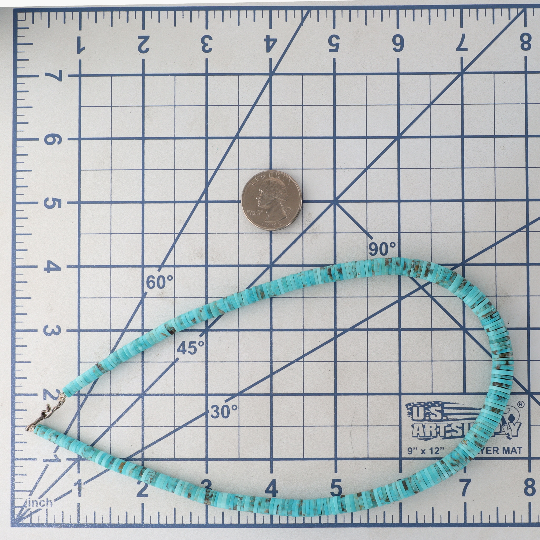Vintage Santo Domingo Sterling Turquoise Graduated Disc Necklace