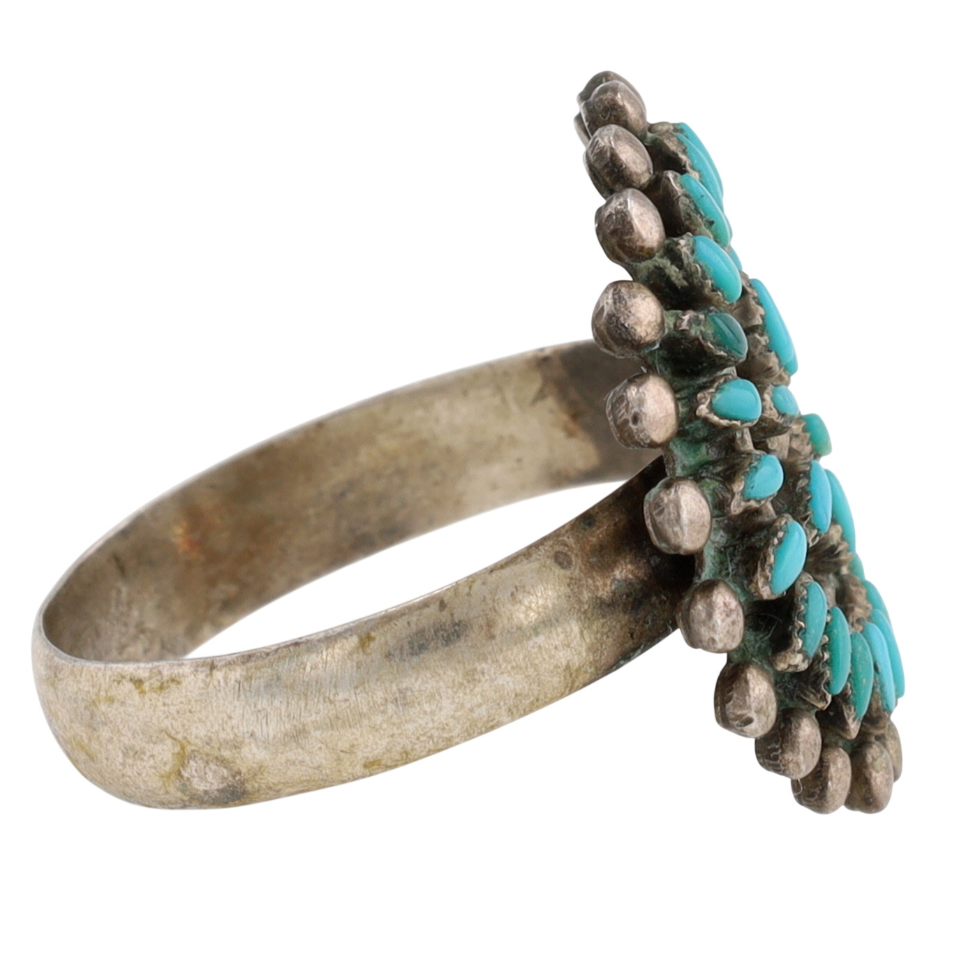Lydia Bowekaty Zuni Sterling Turquoise Needlepoint Ring Sz 9