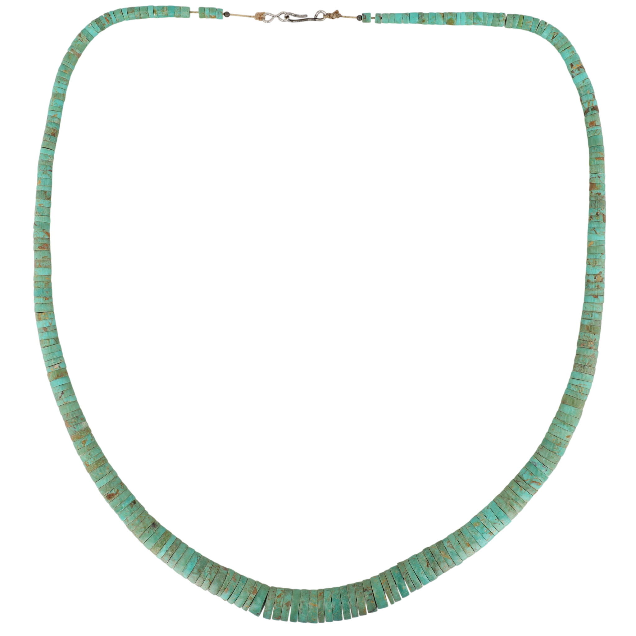 Vintage Santo Domingo Sterling Royston Turquoise Graduated Disc Necklace