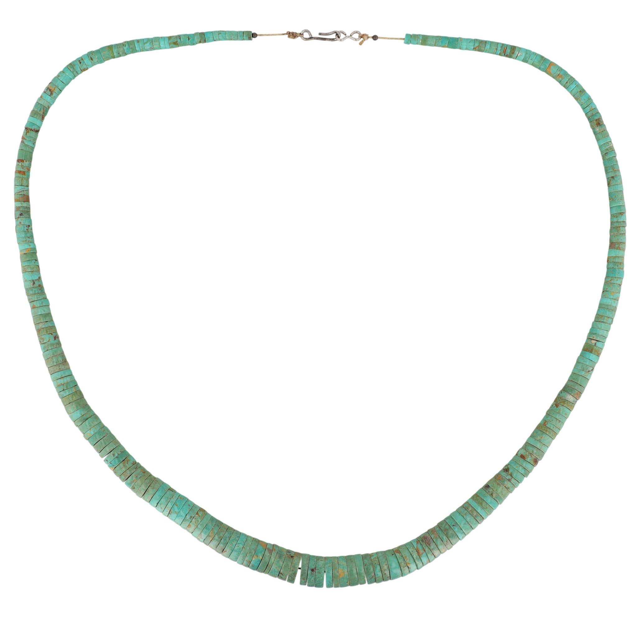 Vintage Santo Domingo Sterling Royston Turquoise Graduated Disc Necklace