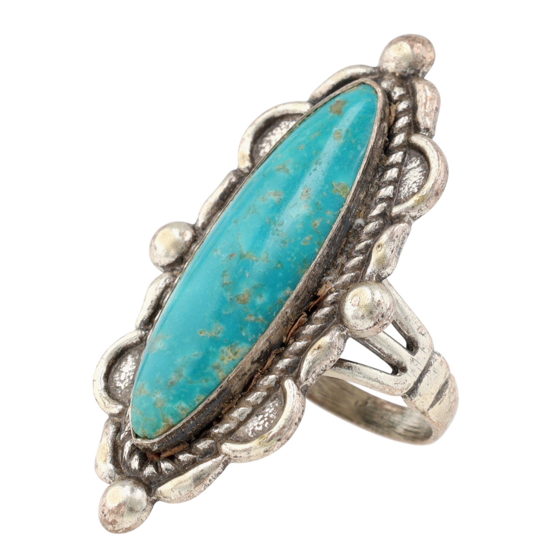 Vintage Maisels Trading Post Sterling Turquoise Ring Sz 6