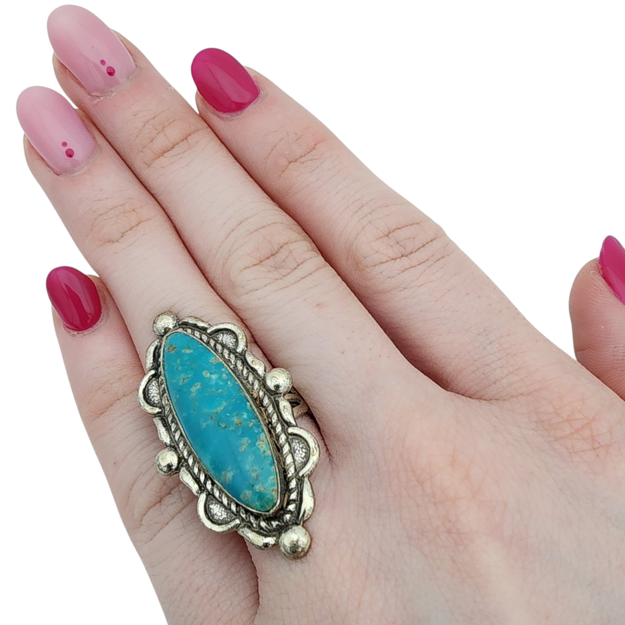 Vintage Maisels Trading Post Sterling Turquoise Ring Sz 6