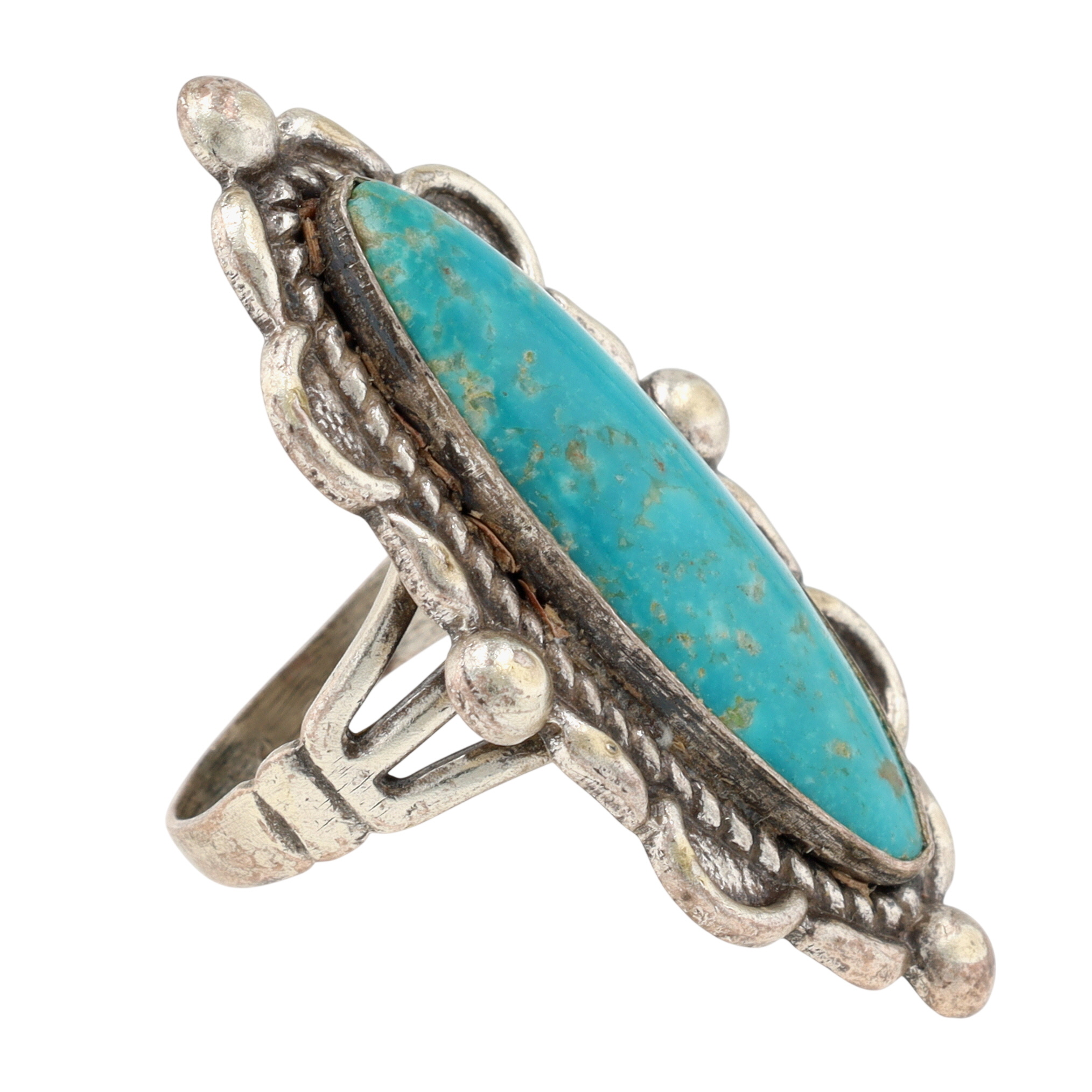 Vintage Maisels Trading Post Sterling Turquoise Ring Sz 6