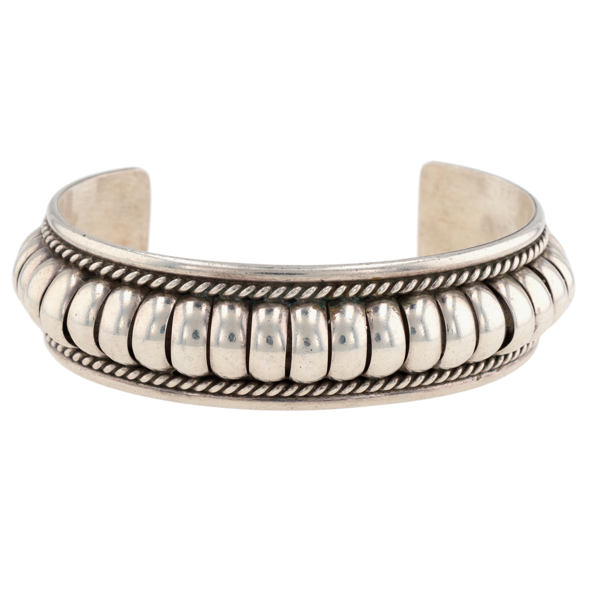 Priscilla Apache Navajo Sterling Ribbed Cuff Bracelet