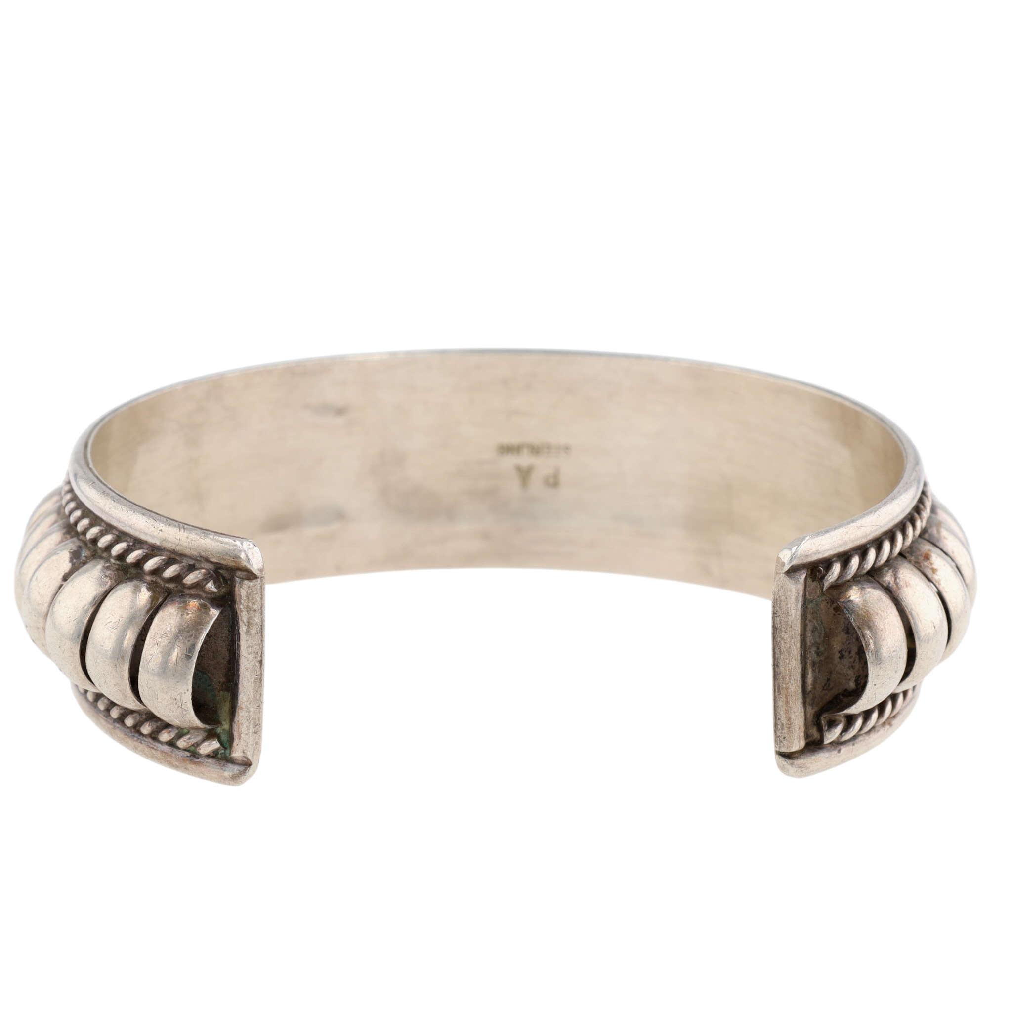 Priscilla Apache Navajo Sterling Ribbed Cuff Bracelet