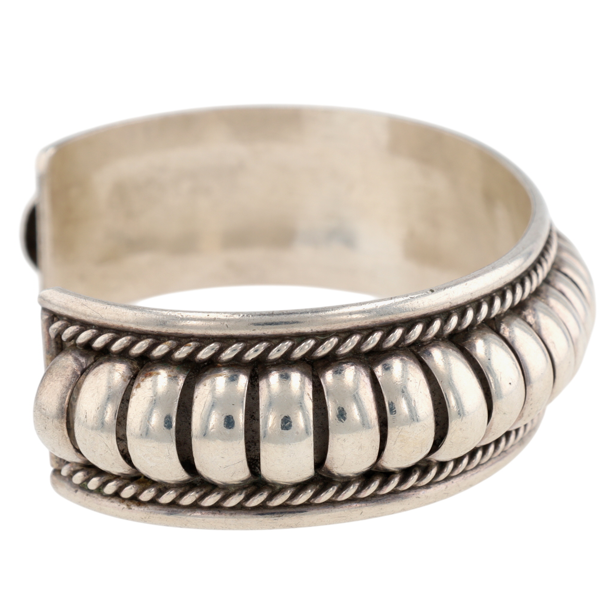 Priscilla Apache Navajo Sterling Ribbed Cuff Bracelet