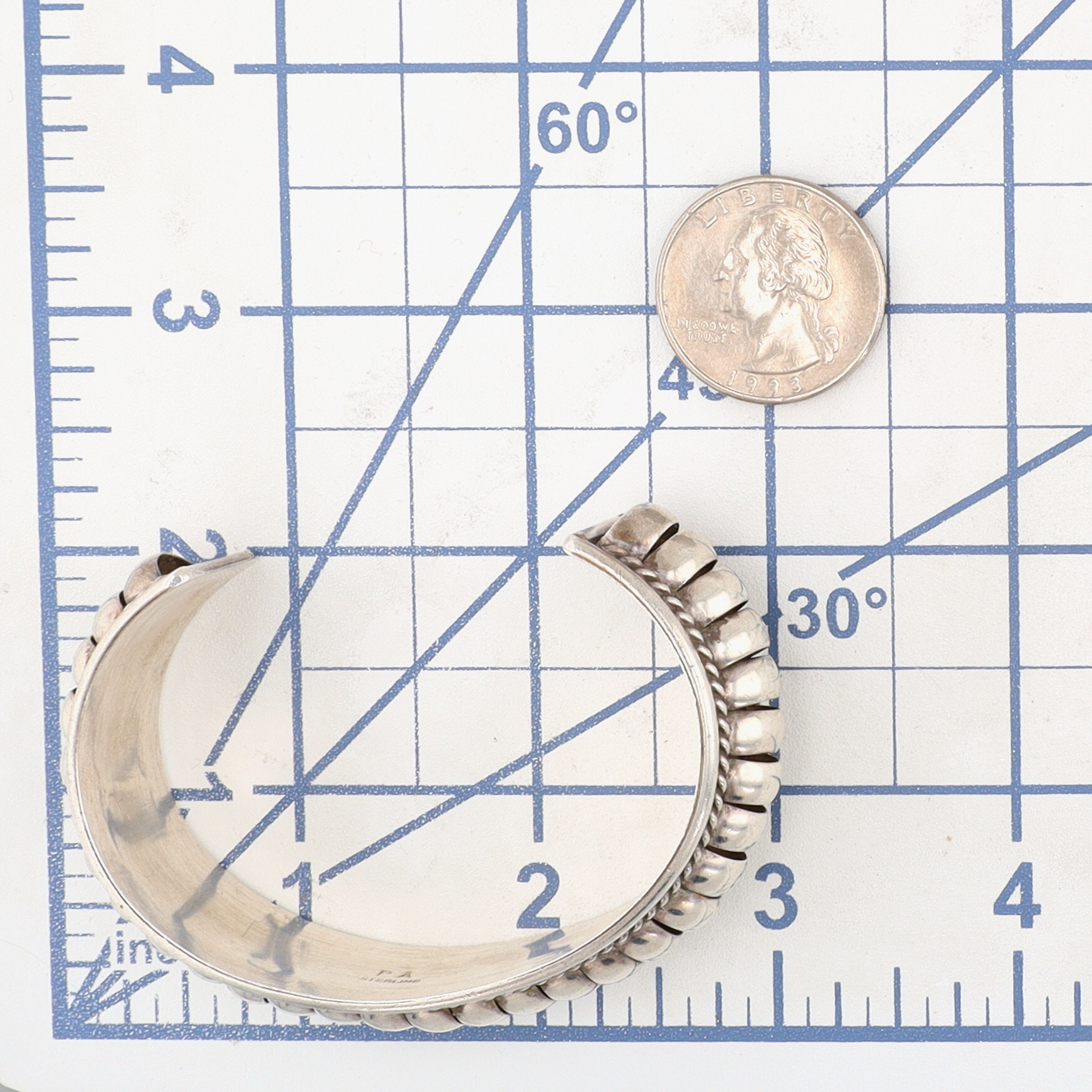 Priscilla Apache Navajo Sterling Ribbed Cuff Bracelet