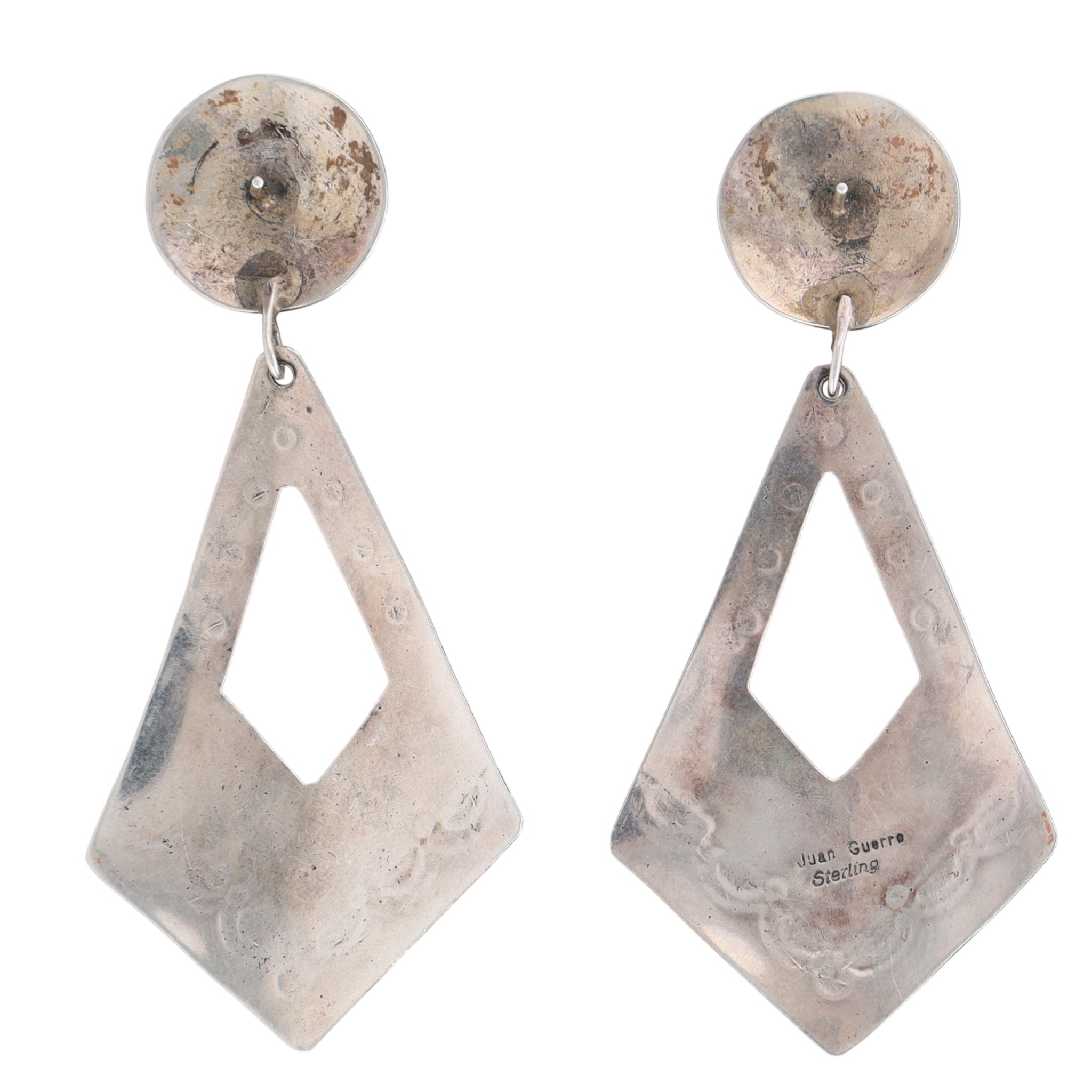 Juan Guerro Navajo Sterling Stamped Turquoise Earrings
