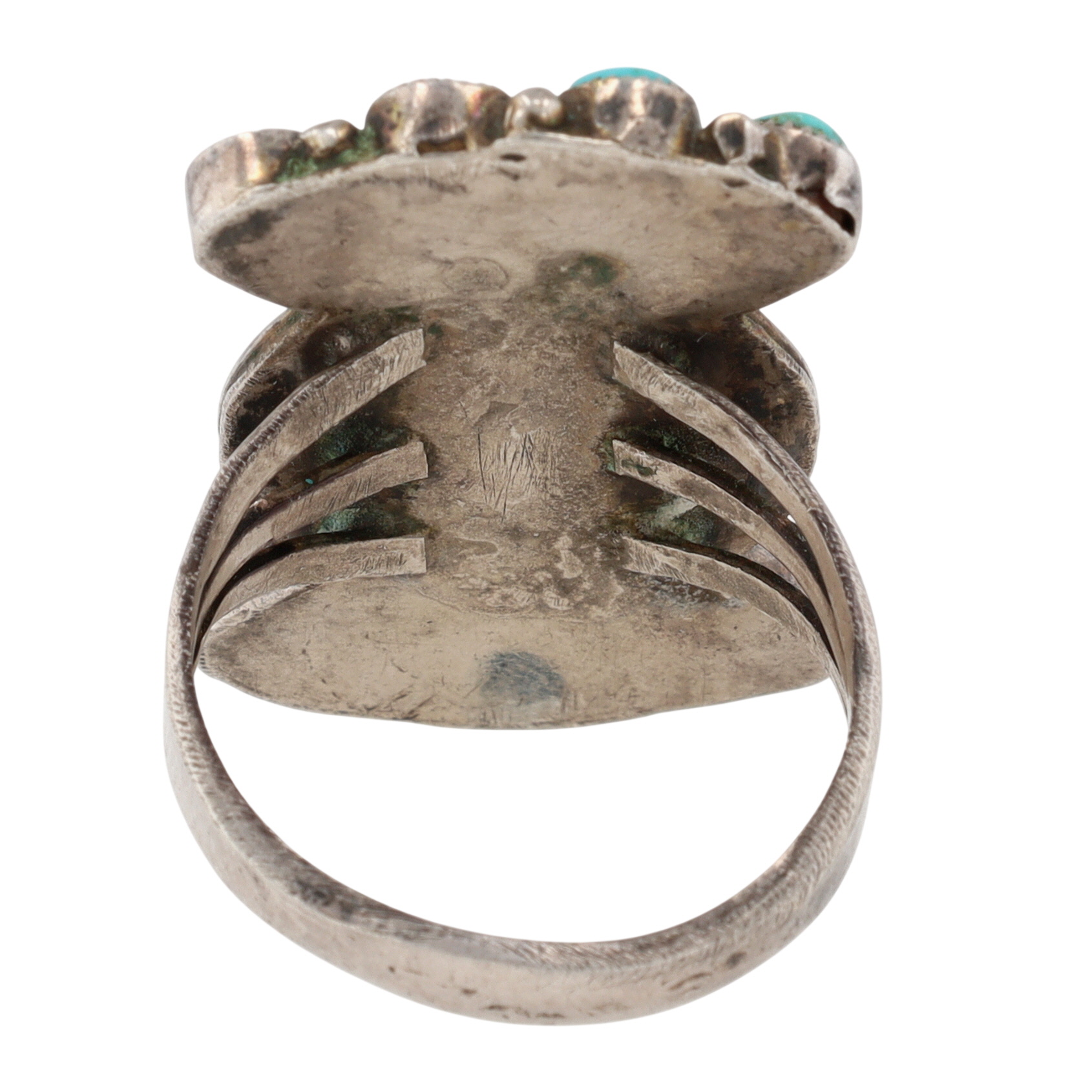 Vintage Zuni Sterling Turquoise Cluster Ring Sz 7.5
