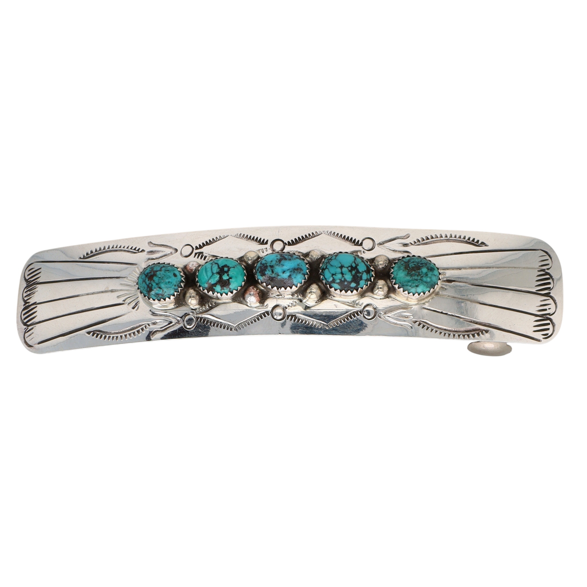 Joan Begay Navajo Sterling Kingman Turquoise Hair Clip Barrette