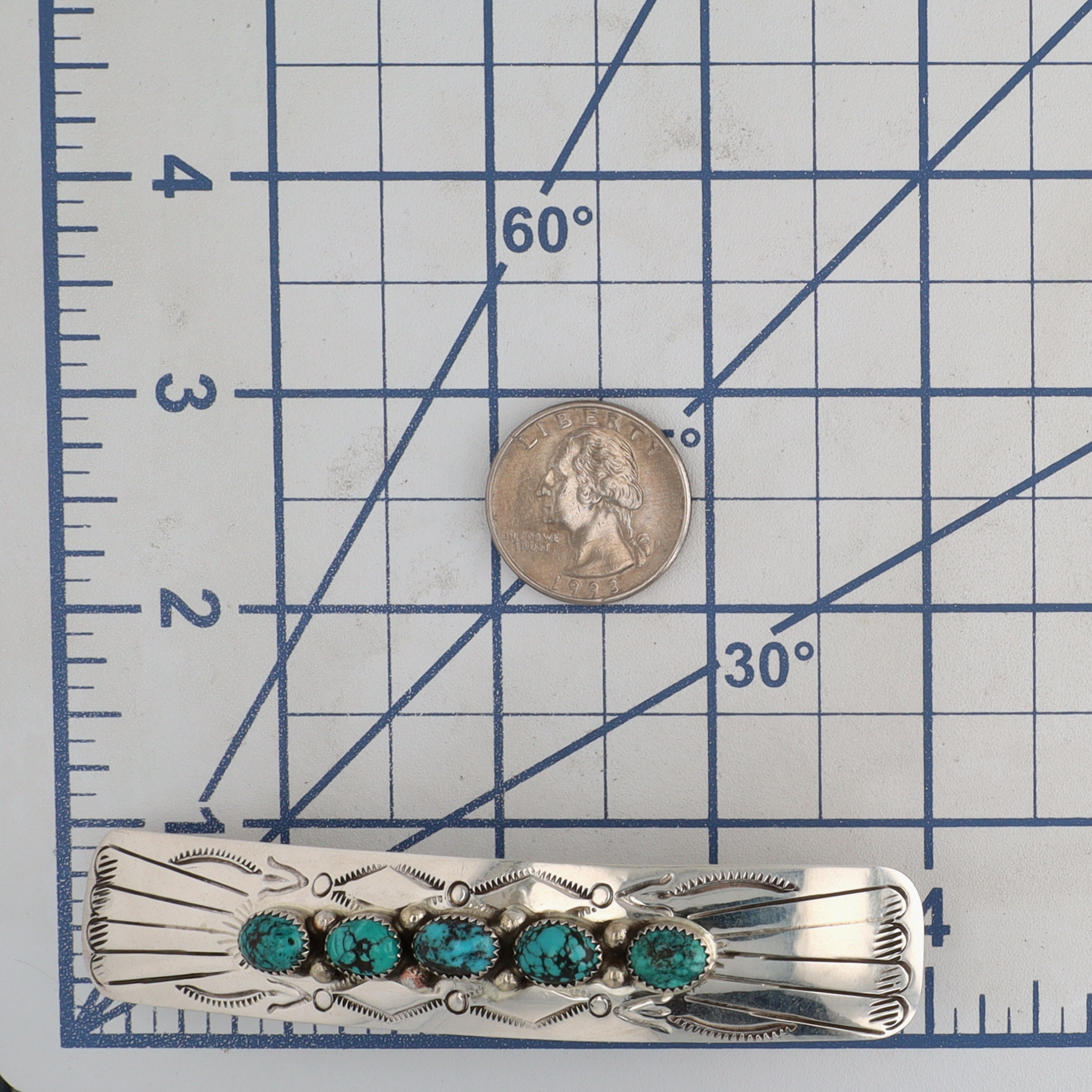 Joan Begay Navajo Sterling Kingman Turquoise Hair Clip Barrette