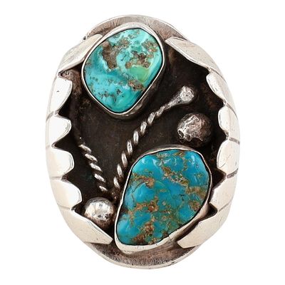 Vintage Navajo Sterling Turquoise Ring Sz 9 | Weight: 33.8g