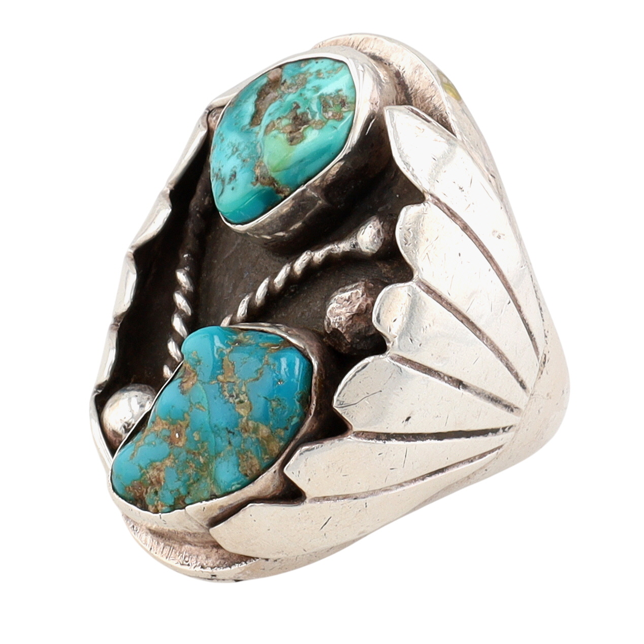Vintage Navajo Sterling Turquoise Ring Sz 9