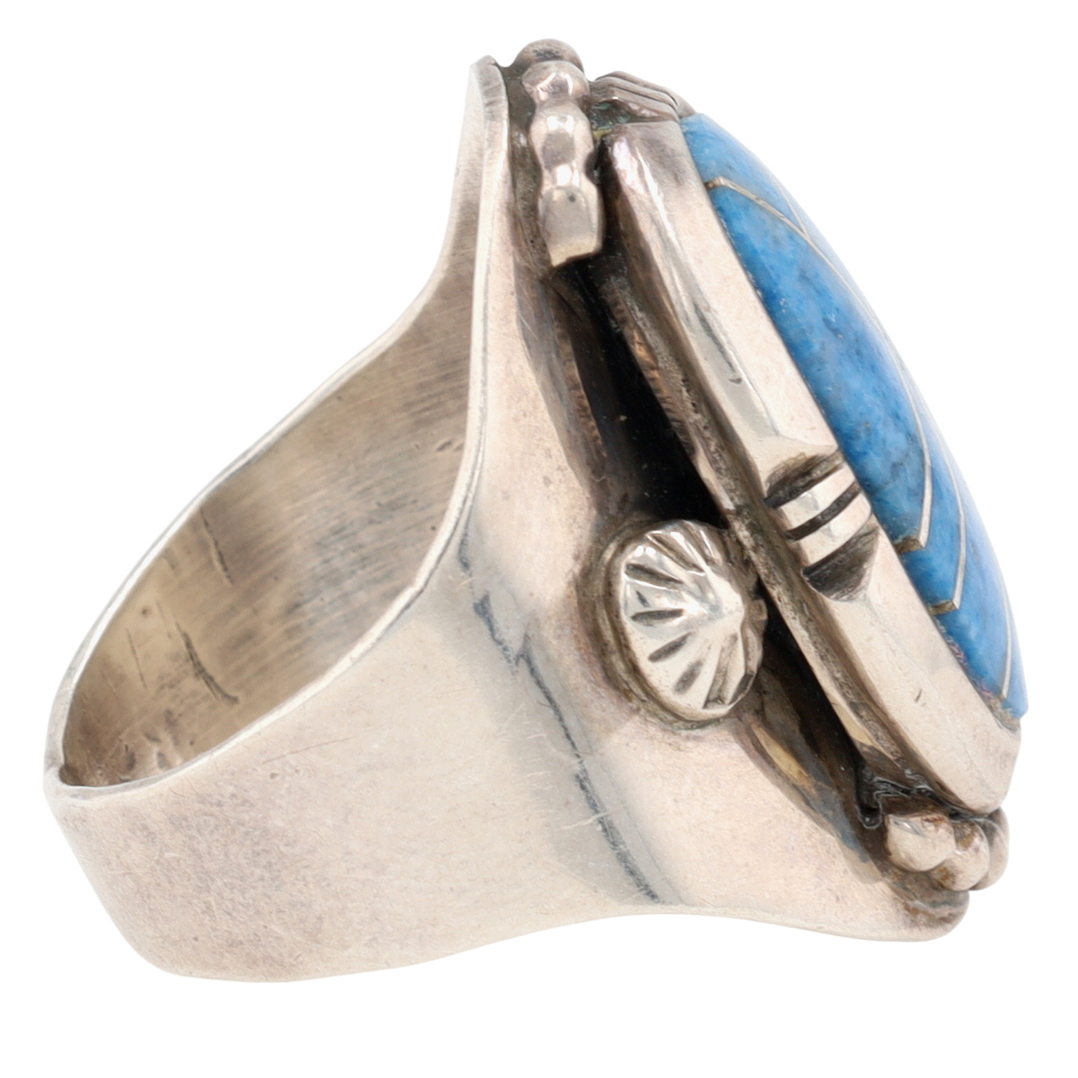 Irv Monte Navajo Sterling Lapis Lazuli Inlay Ring Sz 9.5