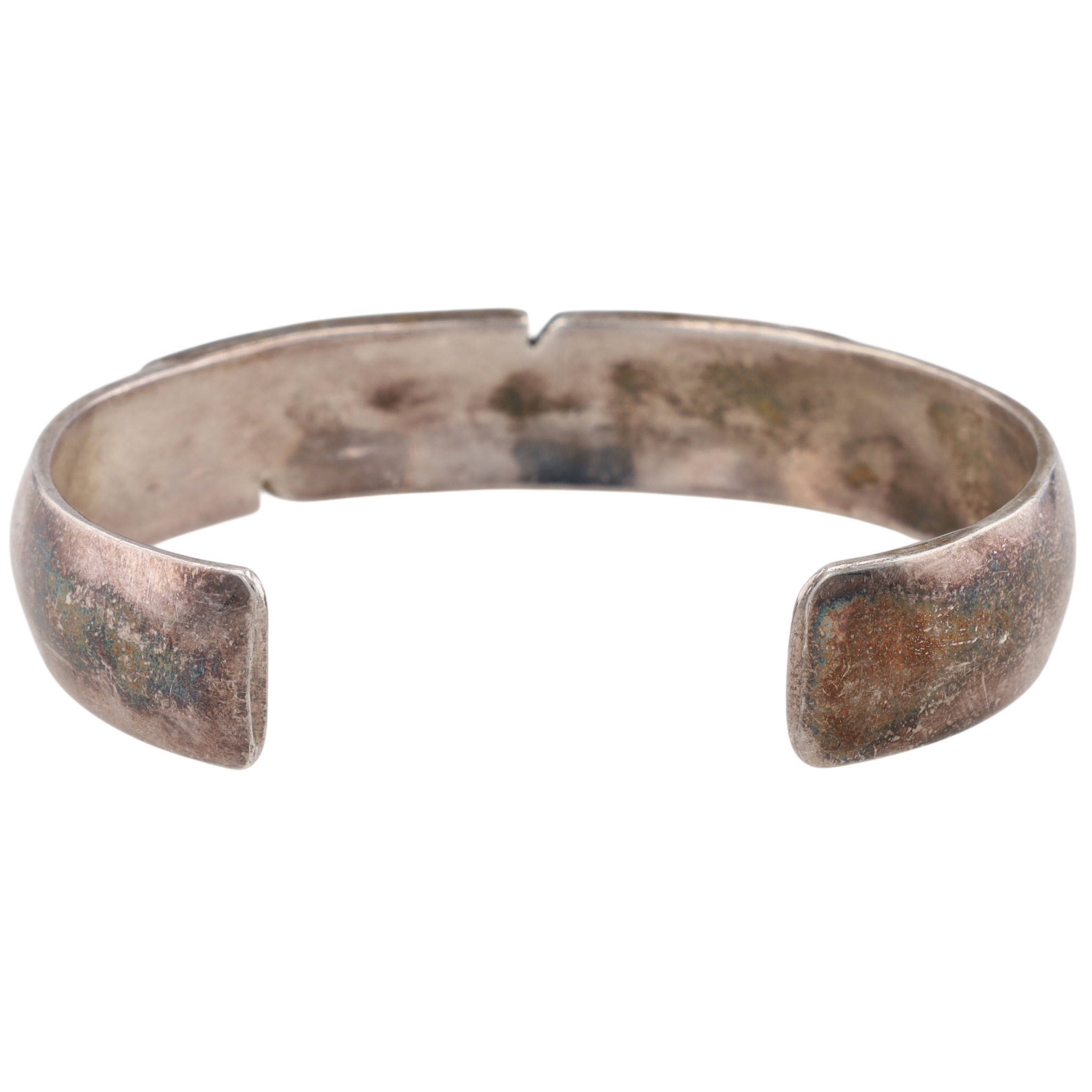 Vintage Signed Navajo Sterling Feather Cuff Bracelet