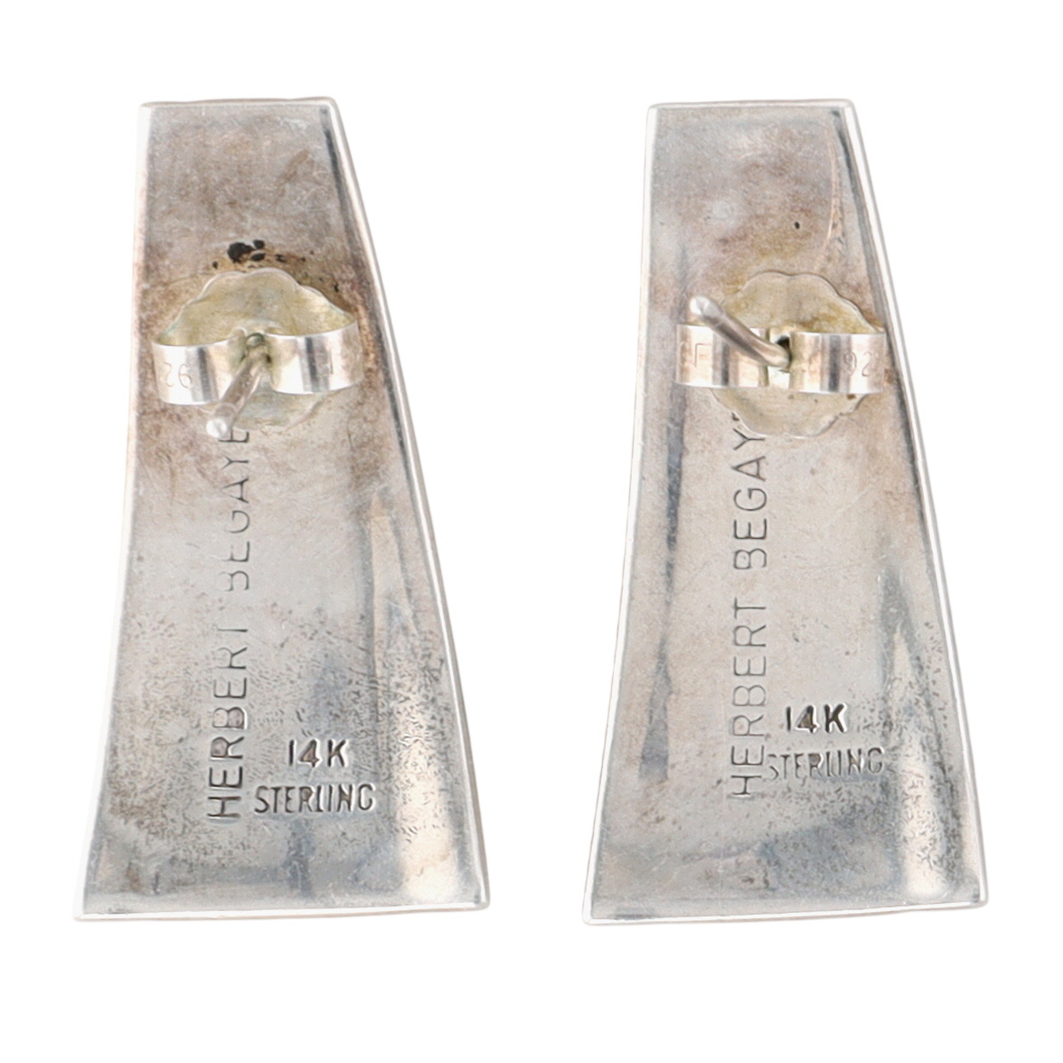 Herbert Begaye Navajo 14k Gold & Sterling Bar Earrings