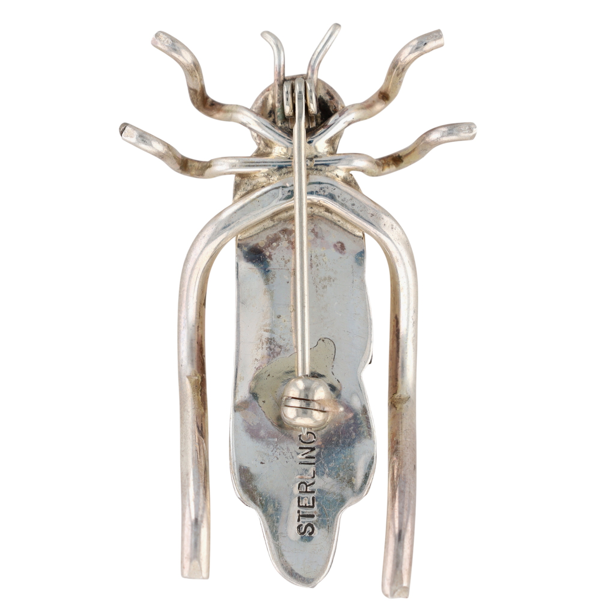 Vintage Navajo Sterling Turquoise Bug Brooch