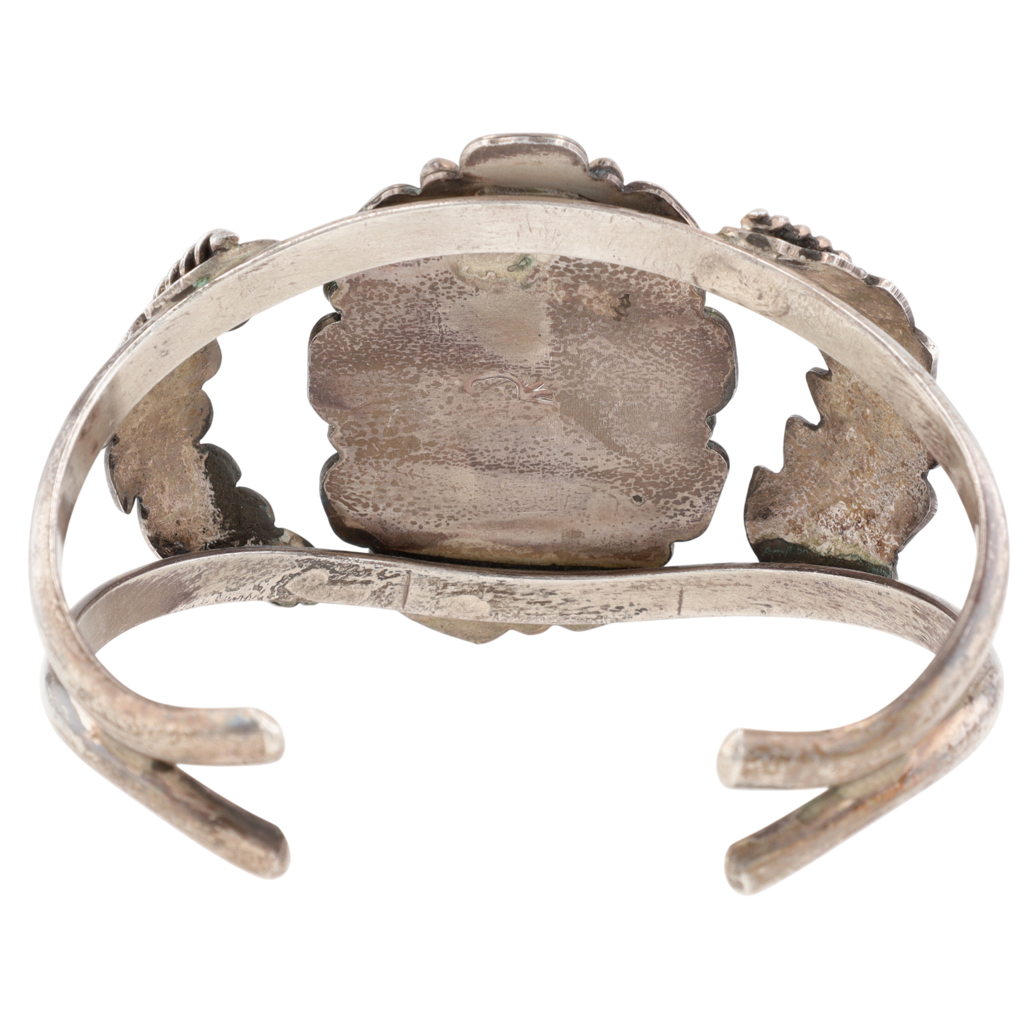 Vintage Signed Navajo Sterling Turquoise Cuff Bracelet