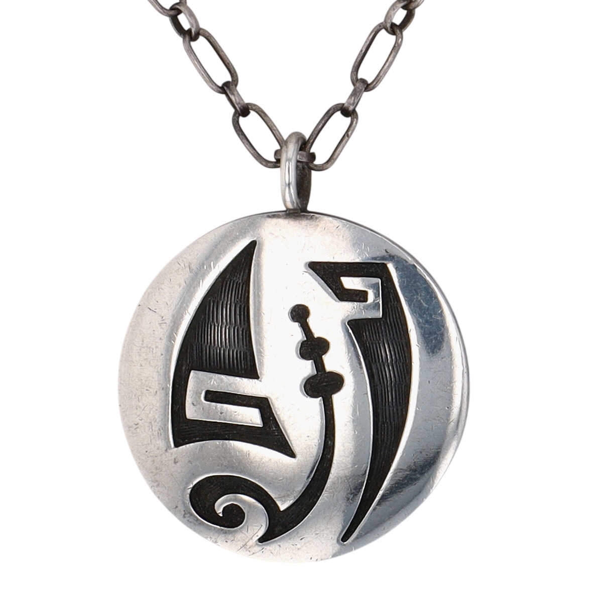 Vintage Hopi Sterling Reversible Overlay Necklace