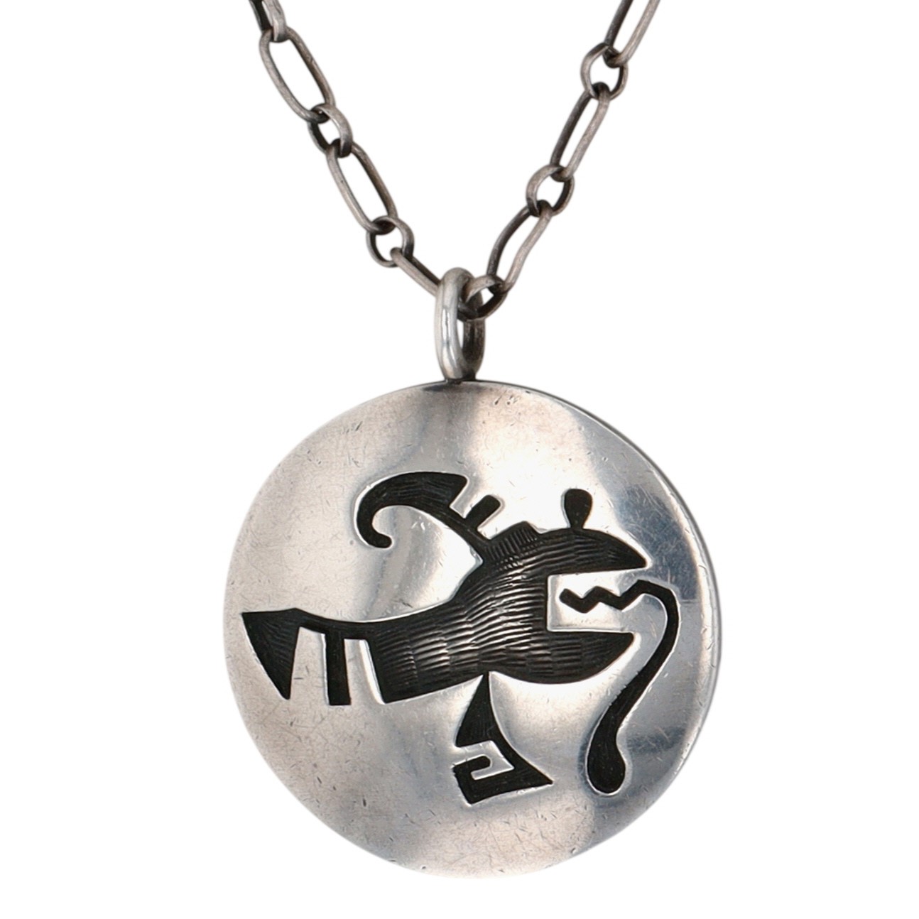 Vintage Hopi Sterling Reversible Overlay Necklace