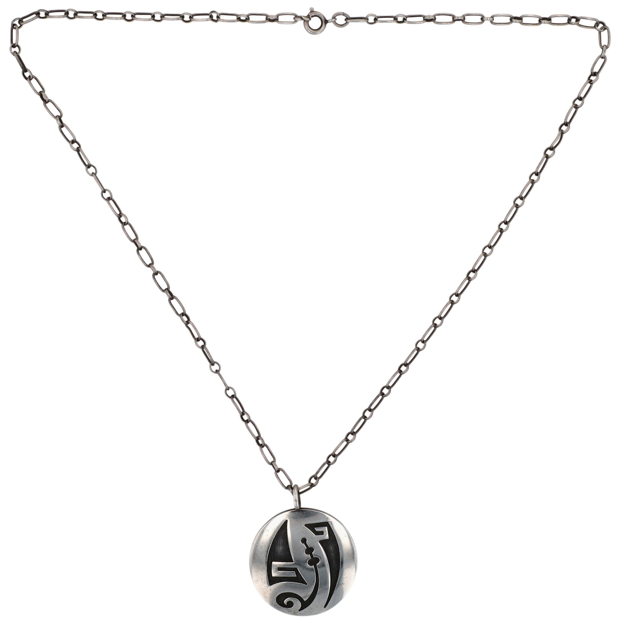Vintage Hopi Sterling Reversible Overlay Necklace