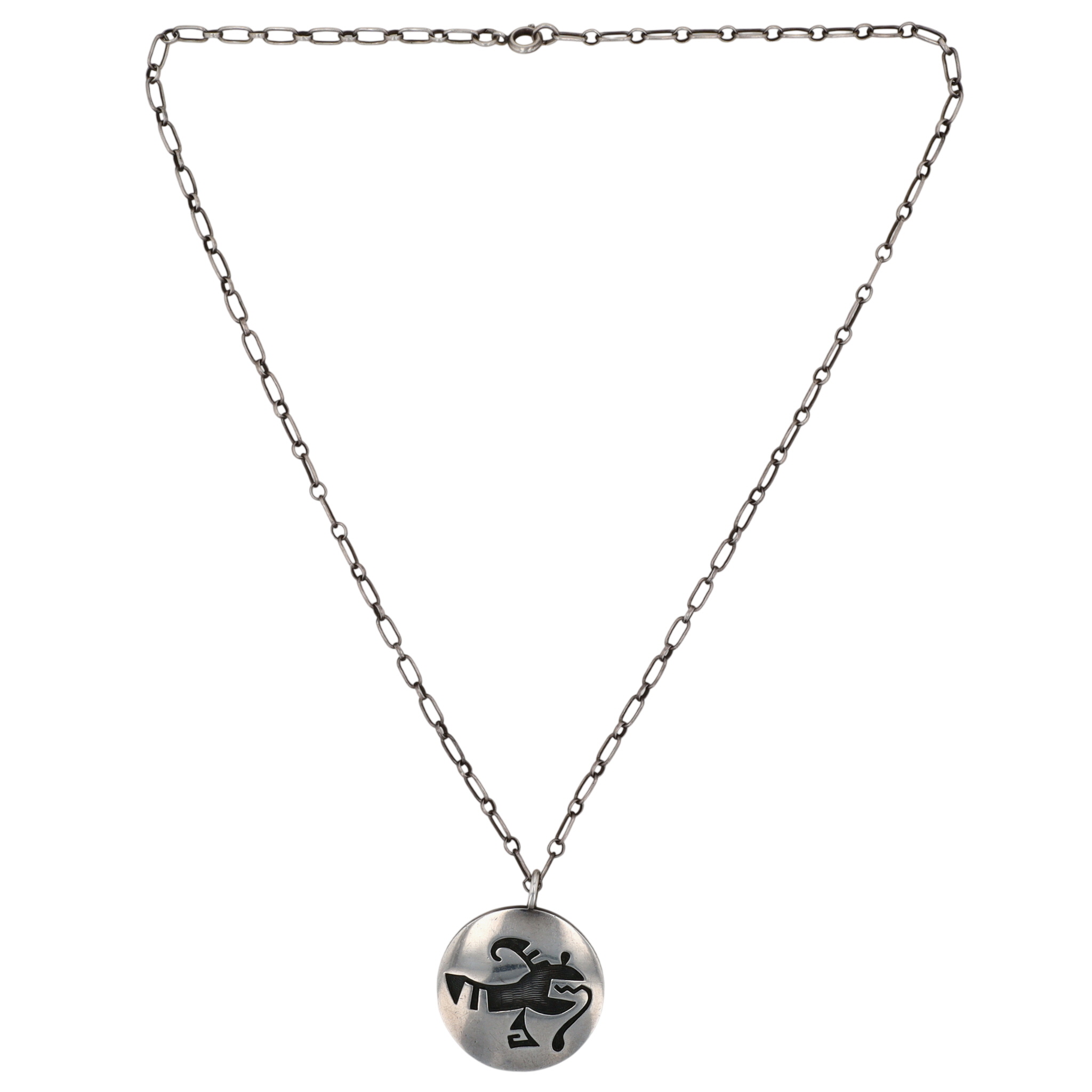 Vintage Hopi Sterling Reversible Overlay Necklace