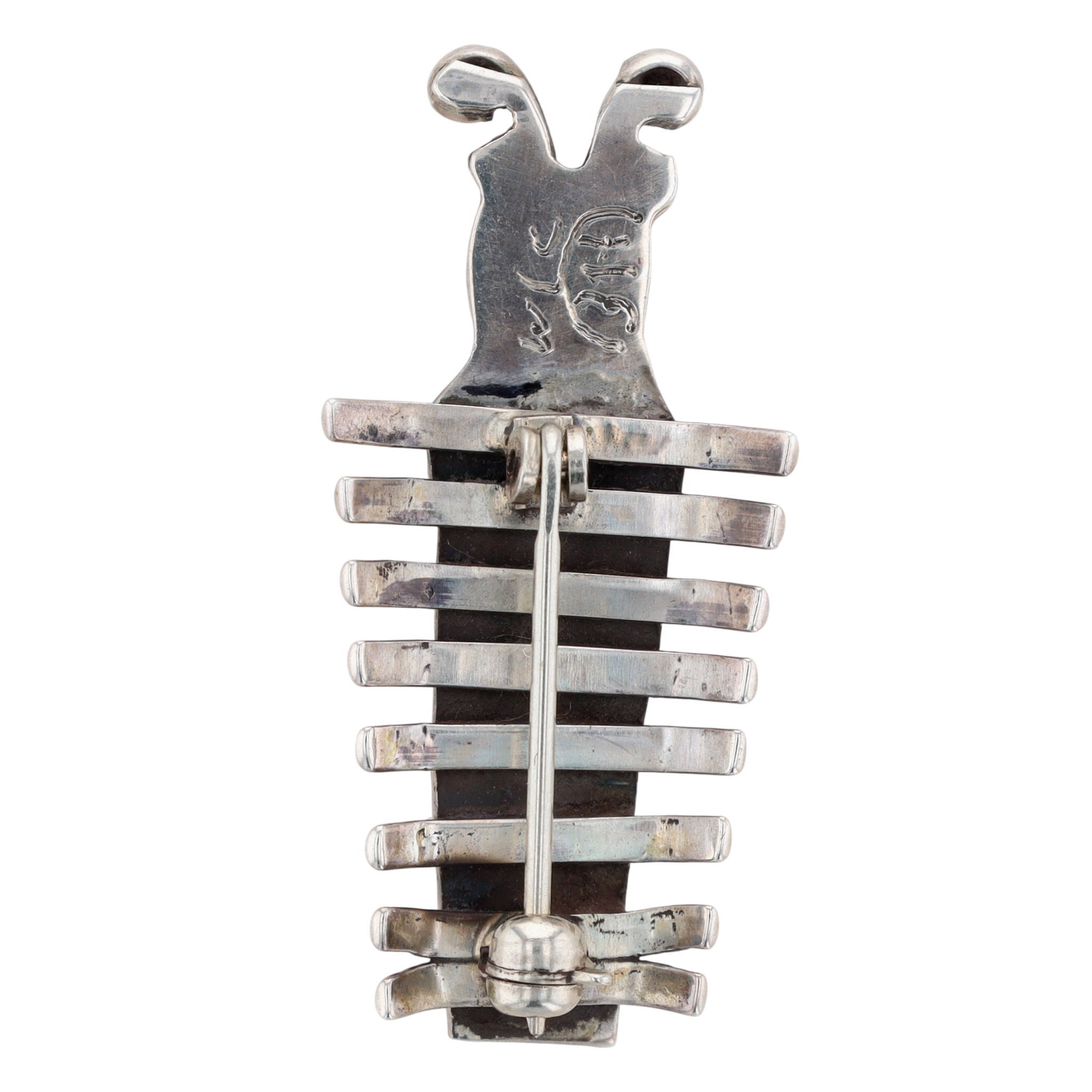 Vintage Signed Navajo Sterling Turquoise Bug Brooch