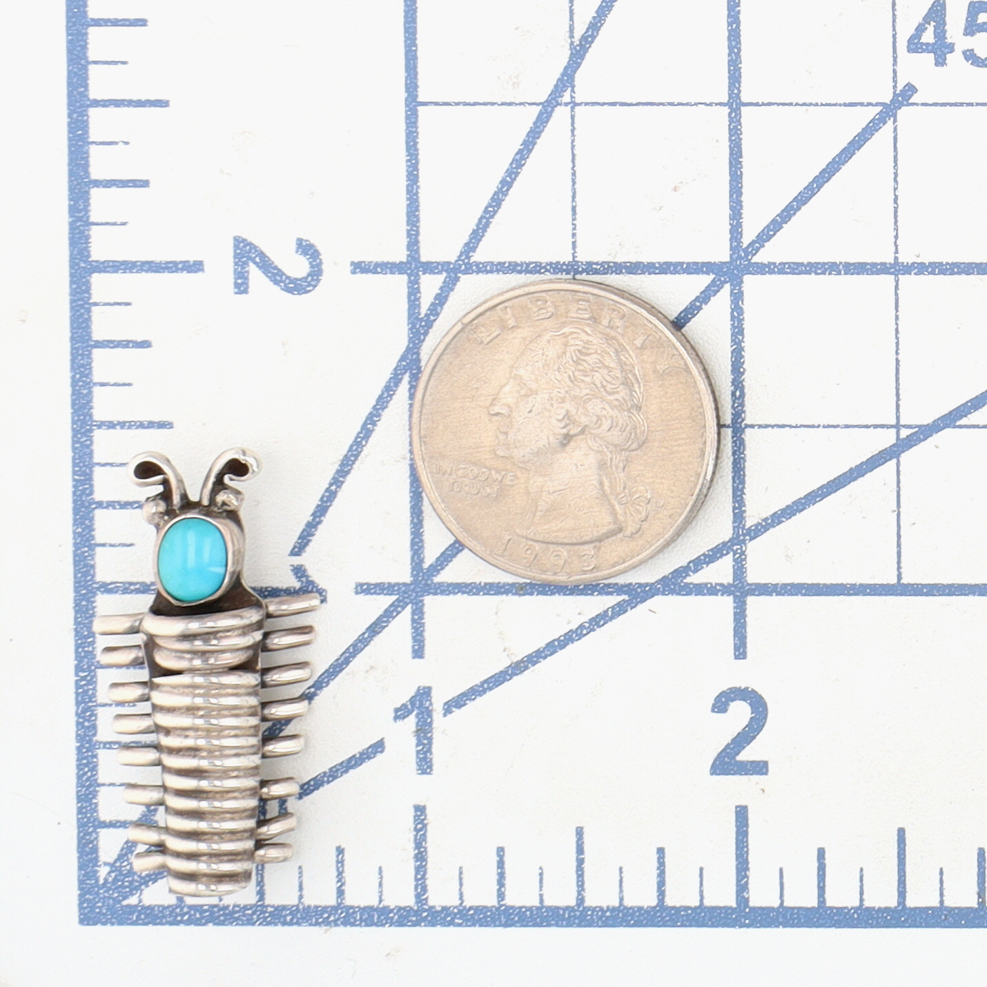 Vintage Signed Navajo Sterling Turquoise Bug Brooch