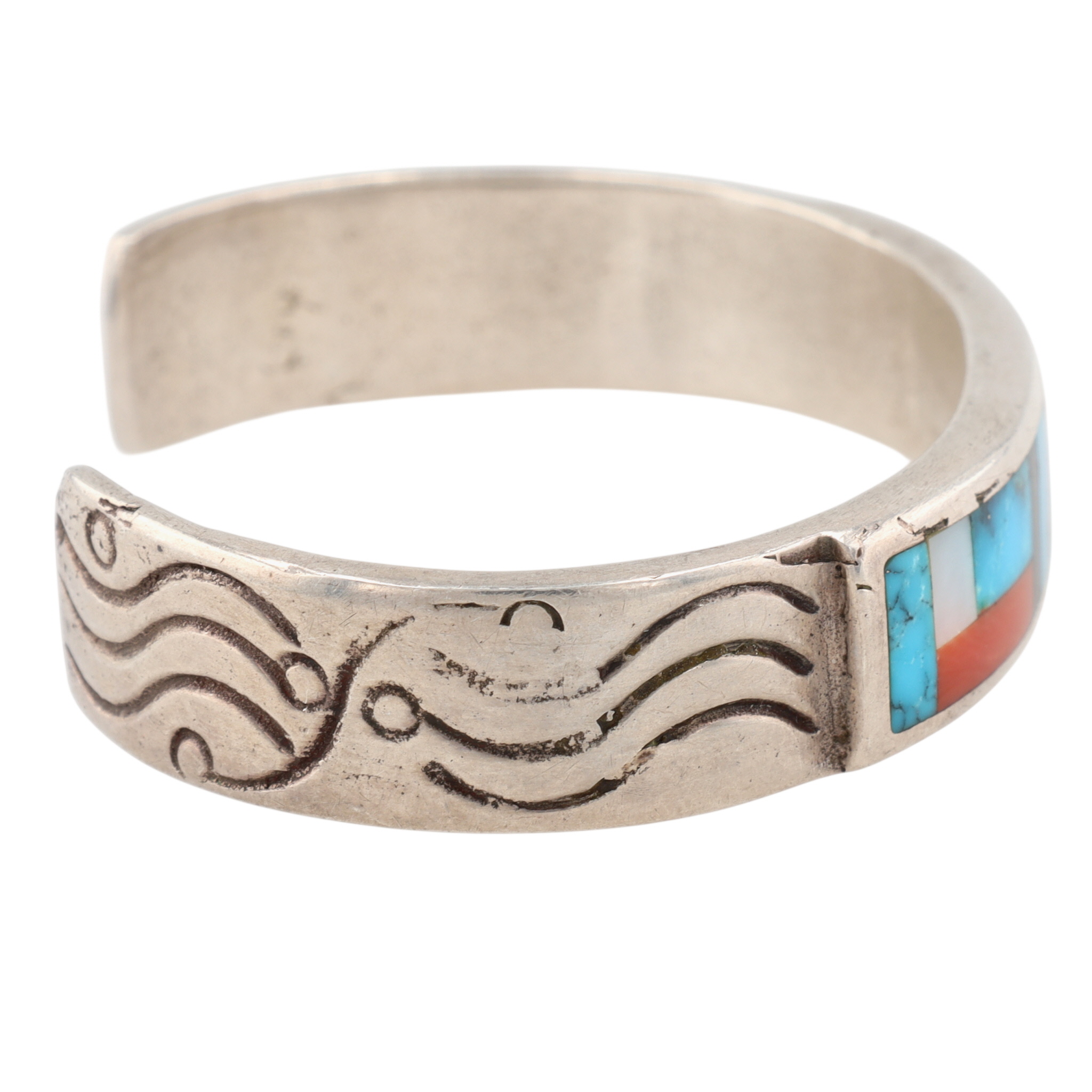 Vintage Zuni Sterling Multi-Stone Inlay Cuff Bracelet