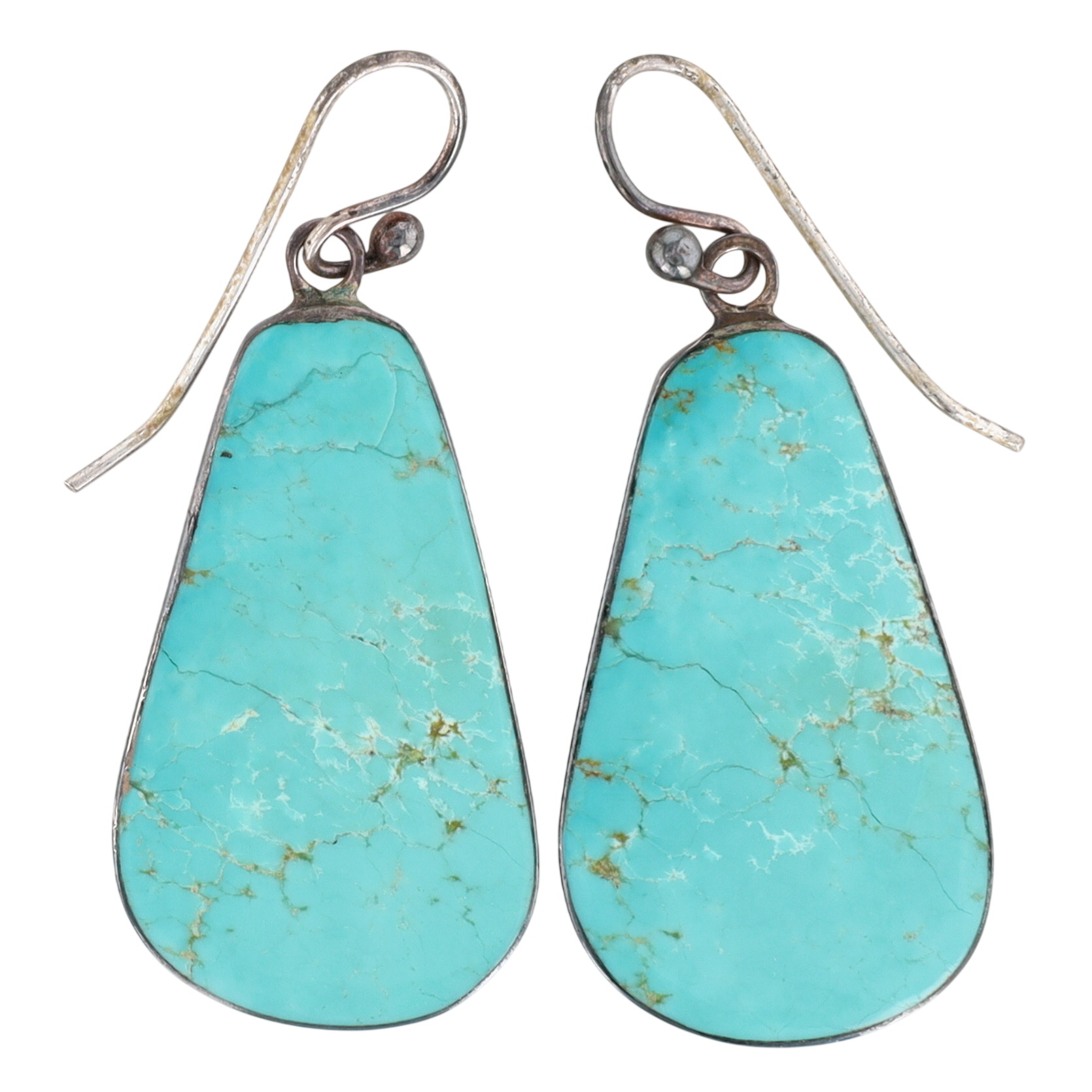 Vintage Santo Domingo Sterling Turquoise Slab Earrings