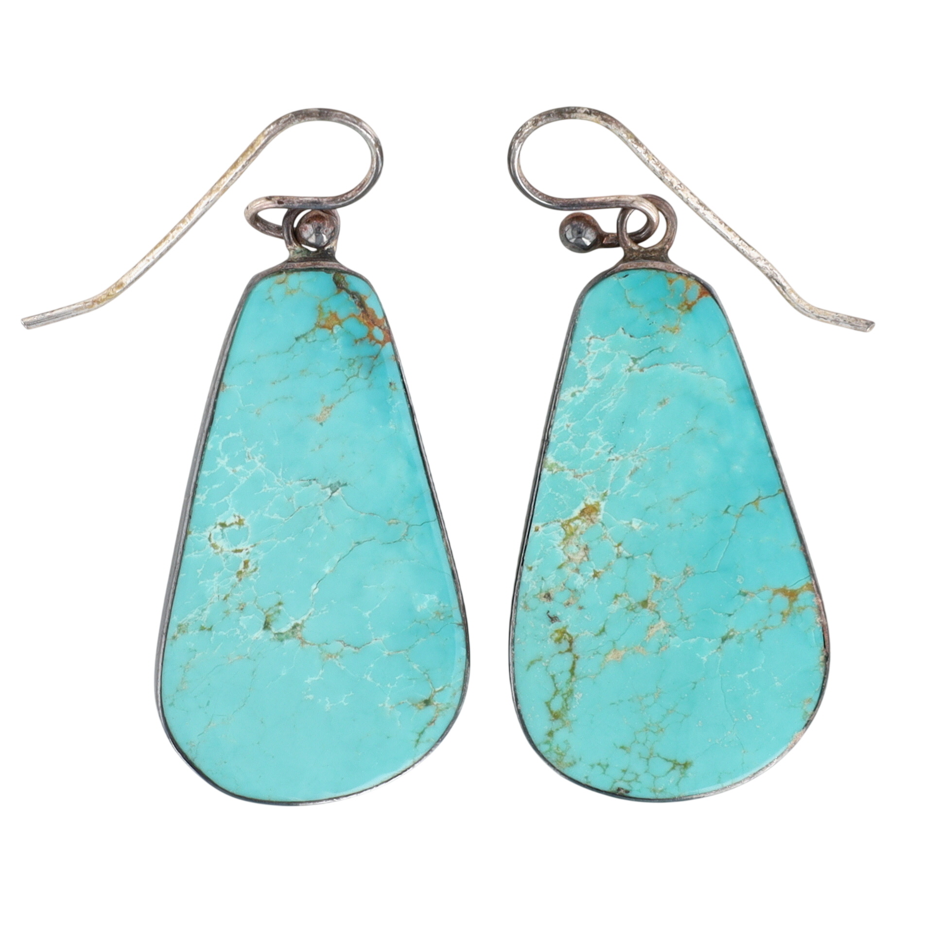 Vintage Santo Domingo Sterling Turquoise Slab Earrings