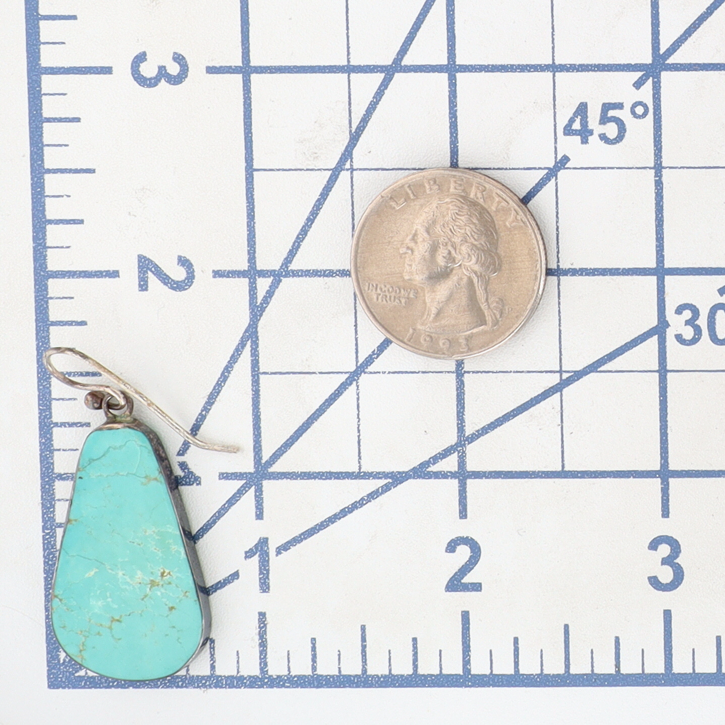 Vintage Santo Domingo Sterling Turquoise Slab Earrings